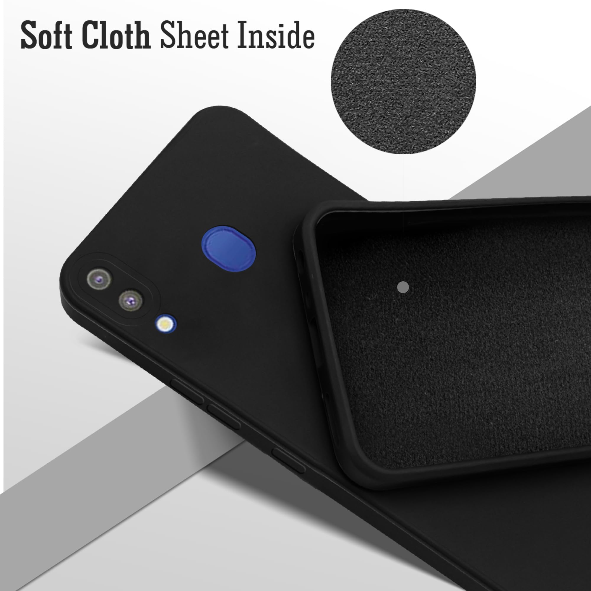 For Samsung Galaxy M20 Back Cover Case ( Matte Finish Silicone with Inside Fiber cloth)