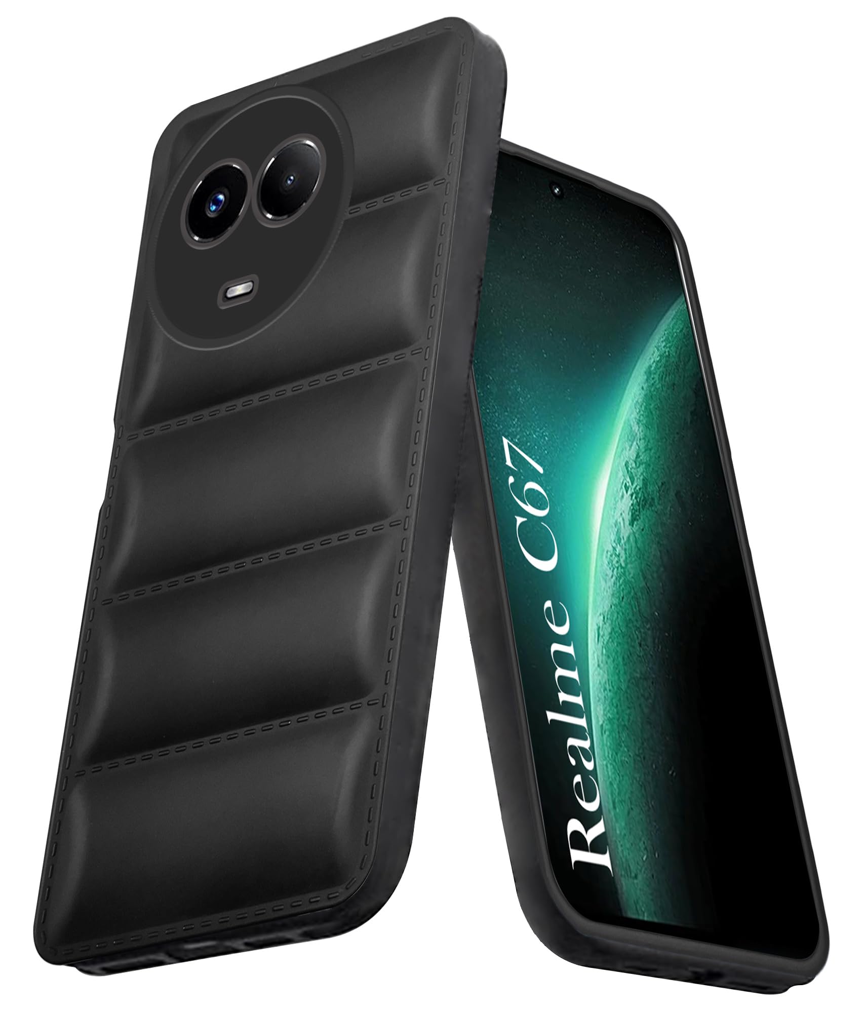 For Realme C67 Back Cover Case (Puffer Cushion Wave Design | Camera Protection )