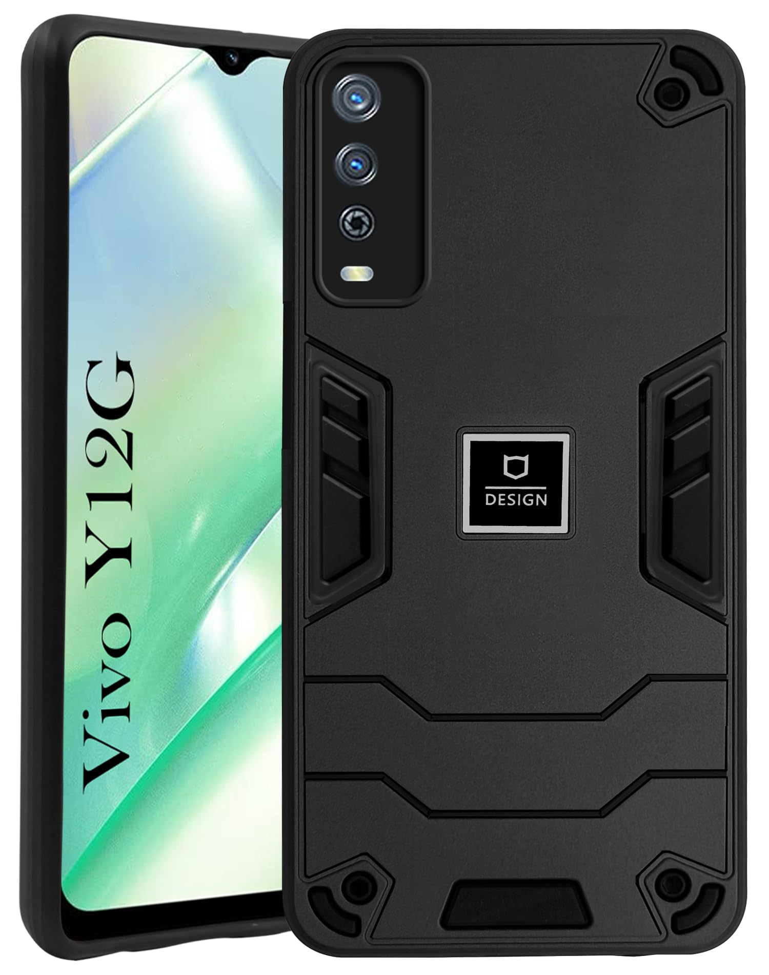 For Vivo Y12G Back Cover Case (Lightweight Hybrid Armor Shockproof Polycarbonate)