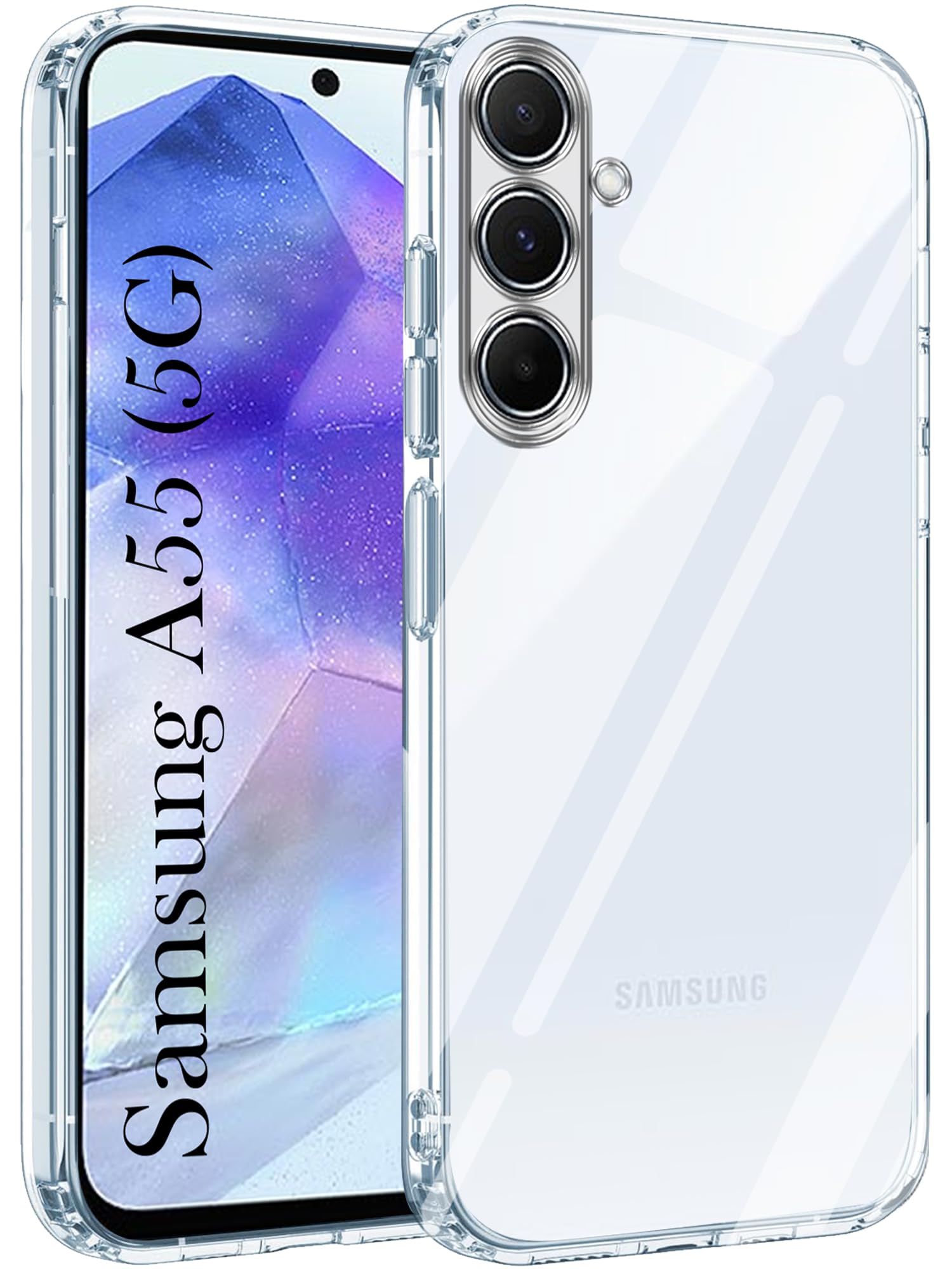 For Samsung Galaxy A55 5G Back Cover (Silicone Clear Shockproof Case with Camera Protection | Soft and Flexible | Transparent)
