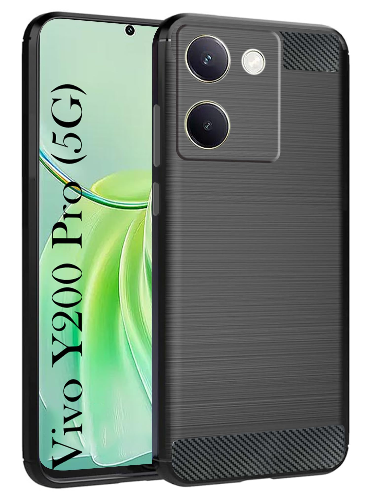 For Vivo Y200 Pro 5G Back Cover Case (Hybrid Armor Case | Carbon Fiber Shockproof | Soft and Flexible)