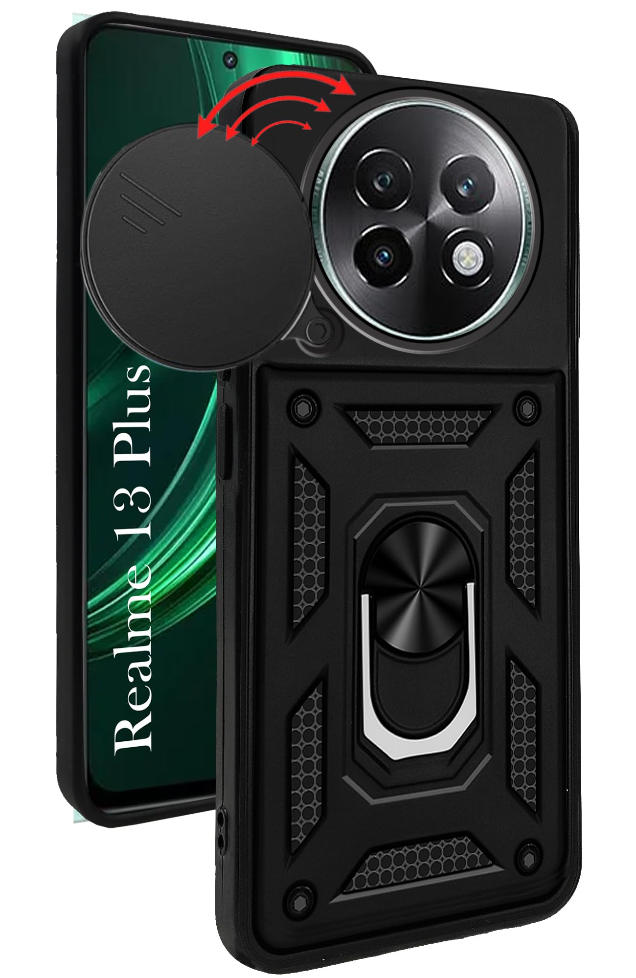 For Realme 13 Plus Back Cover Case (Hybrid Dual Armor Polycarbonate)