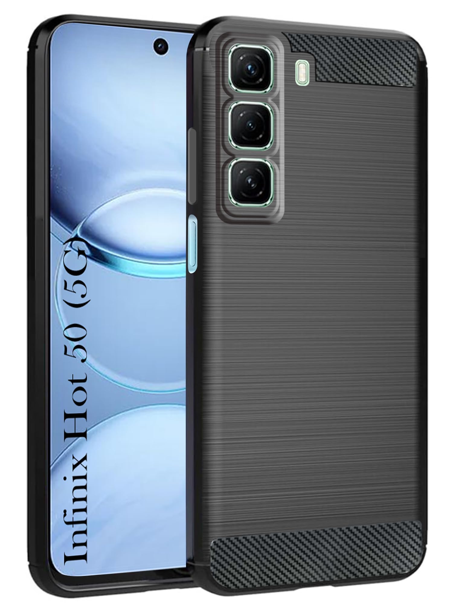 For Infinix Hot 50 5G Back Cover Case ( Hybrid Armor Case | Carbon Fiber Shockproof | Soft and Flexible)