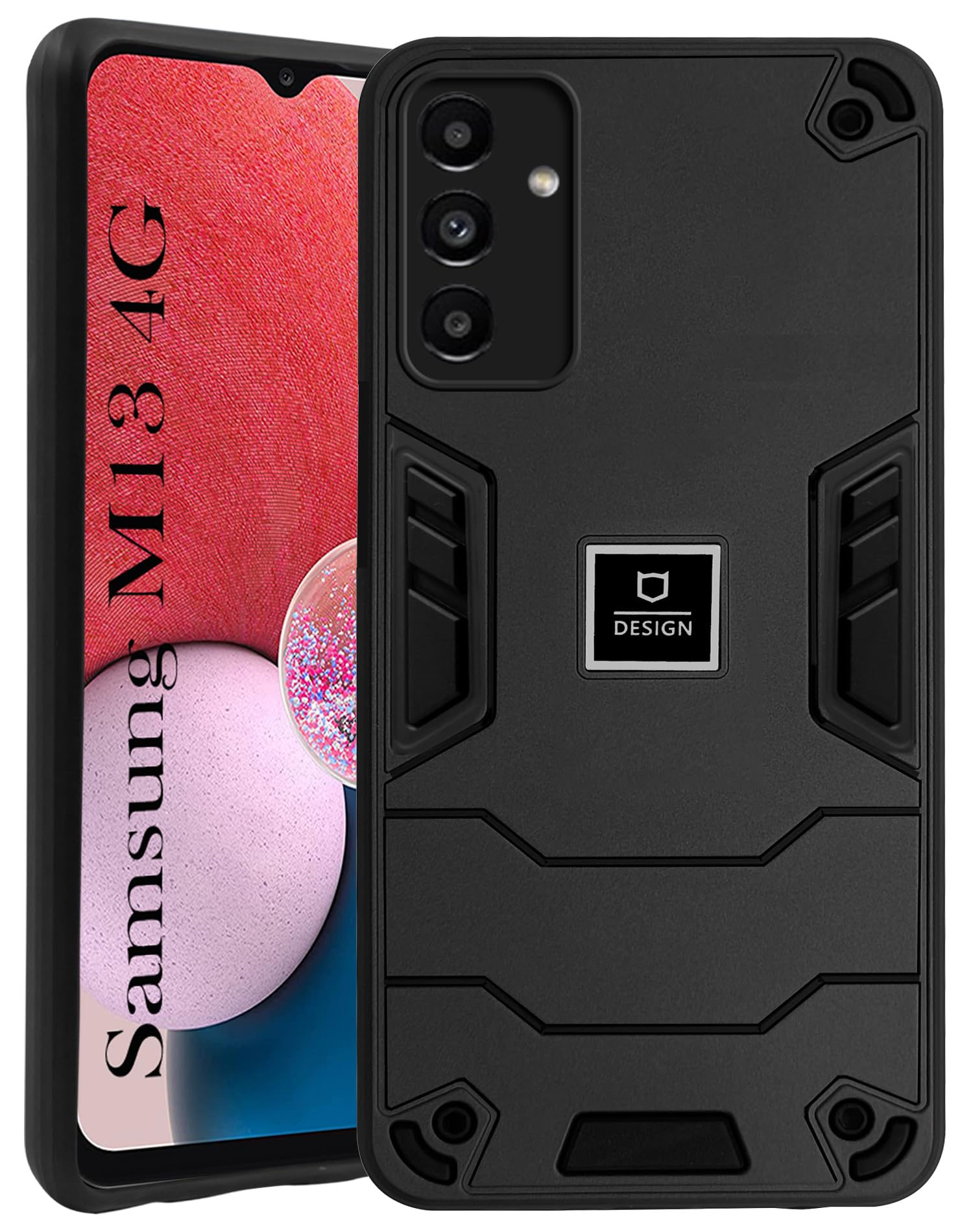 For Samsung Galaxy M13 4G Back Cover Case (Lightweight Hybrid Armor Shockproof Polycarbonate| Slim Black)