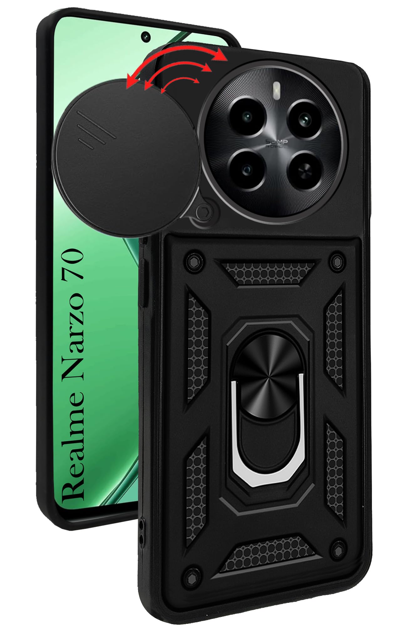 For Realme Narzo 70 5G Back Cover Case (Hybrid Dual Armor Polycarbonate)