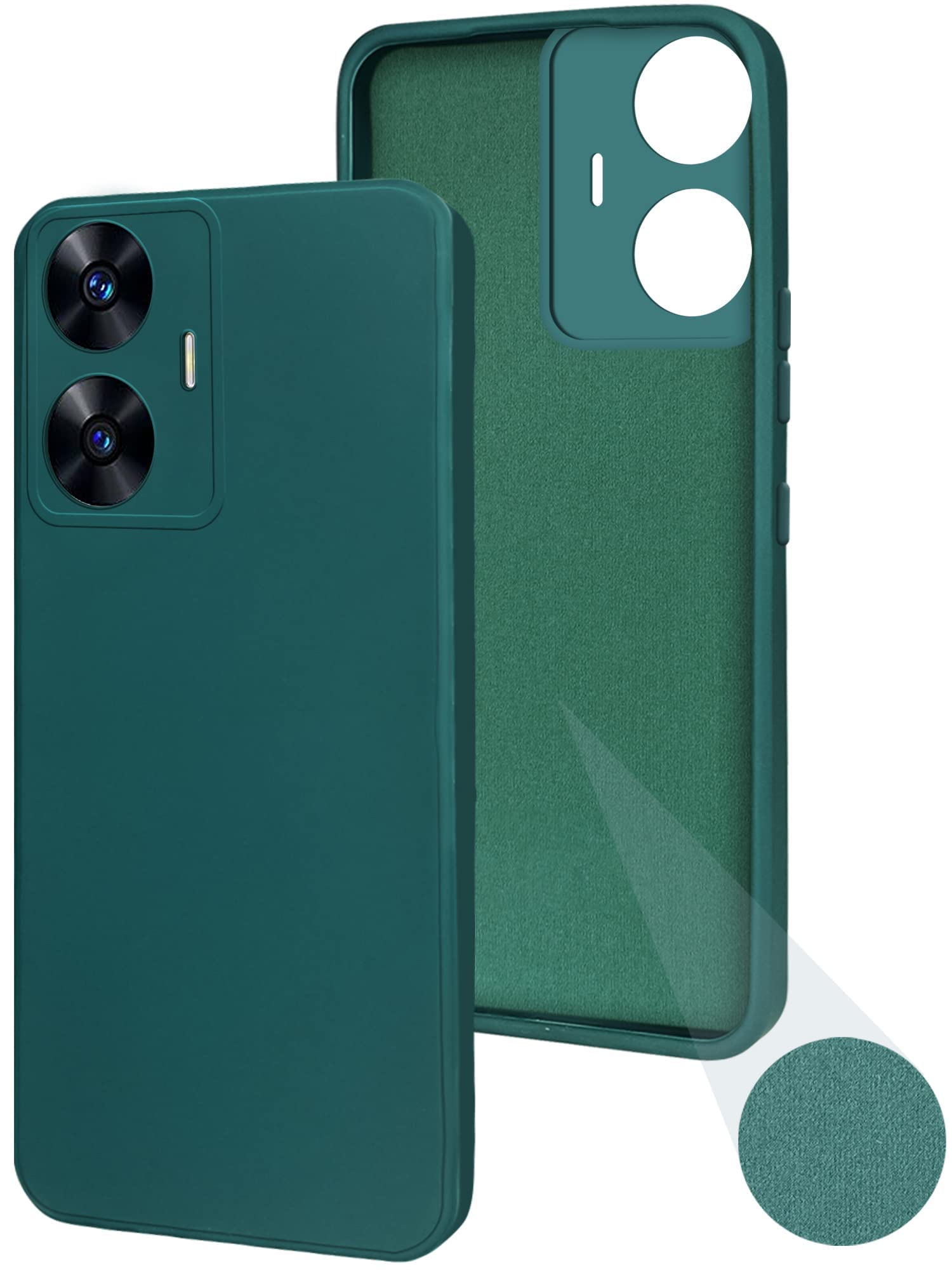 For Realme Narzo N55 Back Cover Case (Matte Finish Silicone with Inside Fiber Cloth)