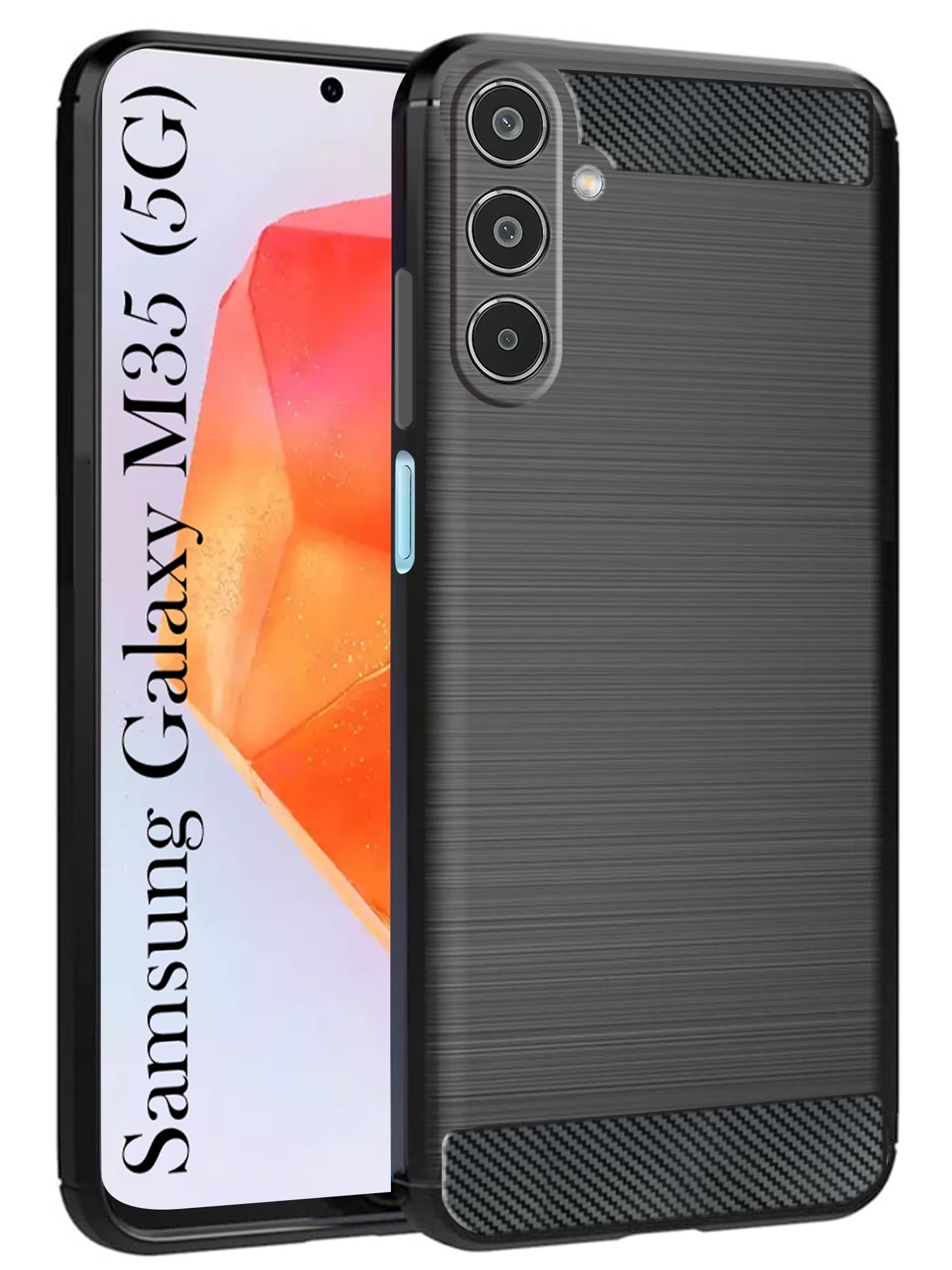 For Samsung Galaxy M35 5G Back Cover Case (Hybrid Armor Case | Carbon Fiber Shockproof | Soft and Flexible)