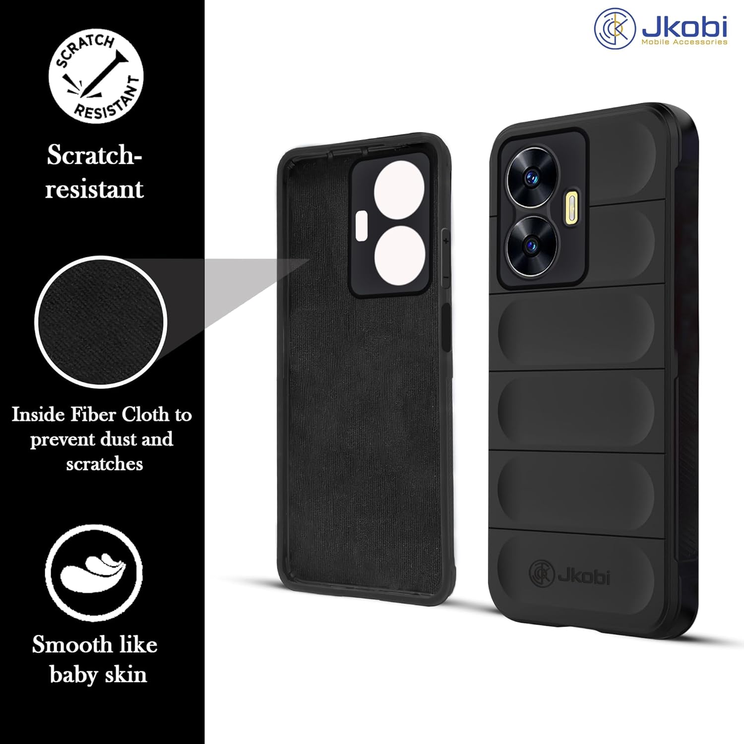 For Realme Narzo N55 Back Cover Case (Matte Liquid Silicone | Micro-Fiber Cloth Inside | Camera Protection | Shockproof)