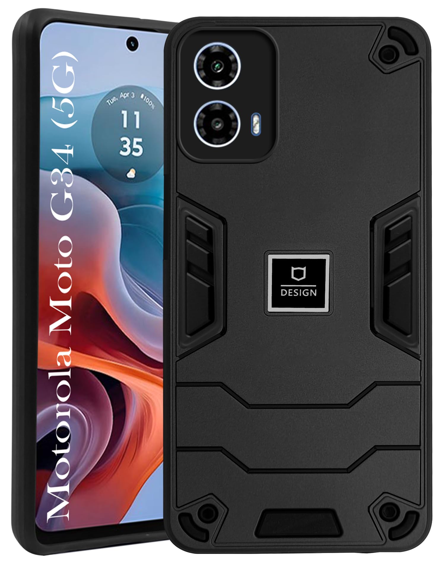 For Motorola Moto G34 5G Back Cover Case (Lightweight Hybrid Shockproof Polycarbonate)