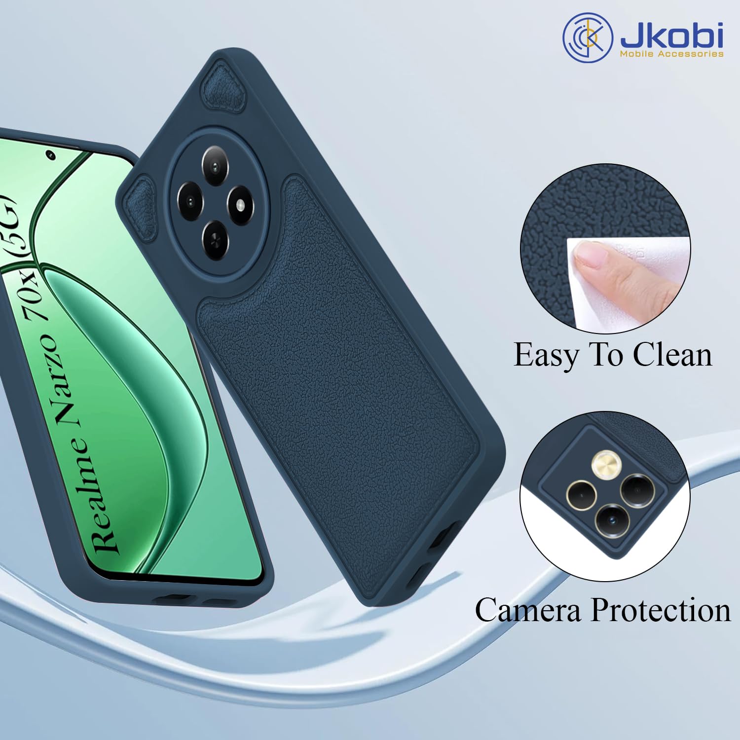 For Realme Narzo 70x 5G Back Cover Case (Stitch Texture Design | Shockproof | Camera Protection | Slim, Soft and Flexible)