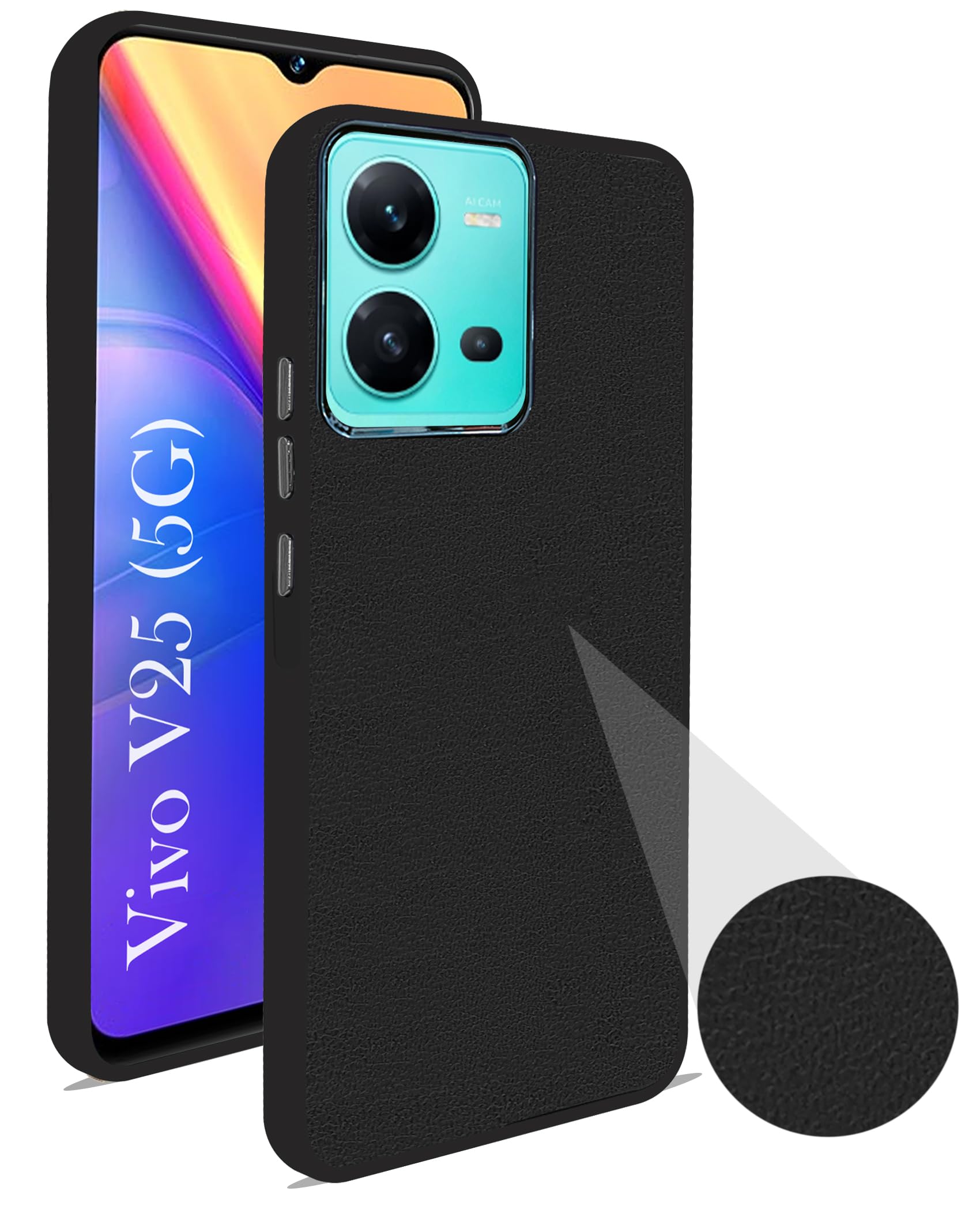 For Vivo V25 5G Back Cover Case (Minimalist Professional Leather | Shockproof Metal Camera Protection)