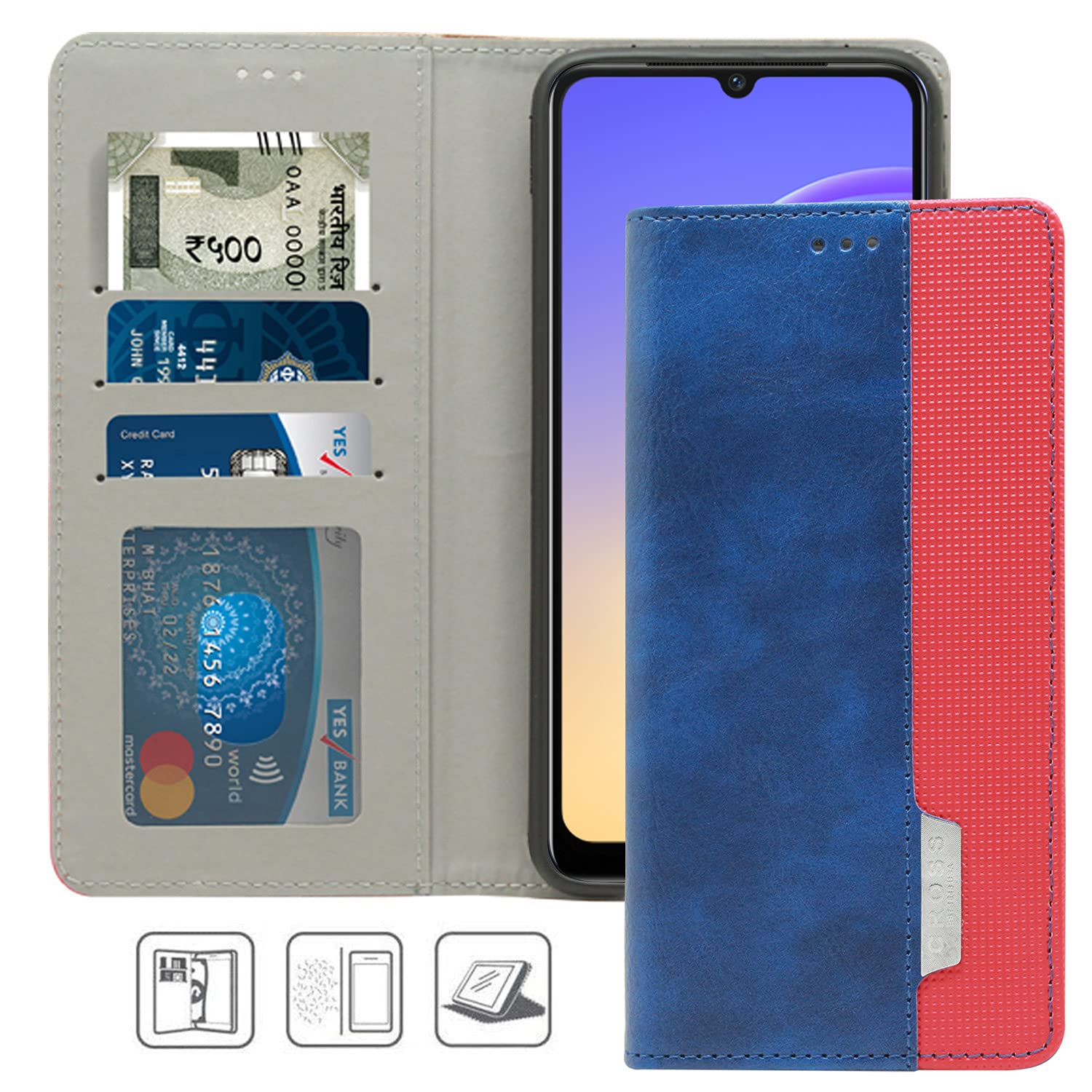 For Vivo V21e Elegant Series Leather-Fiber Flip Case Cover