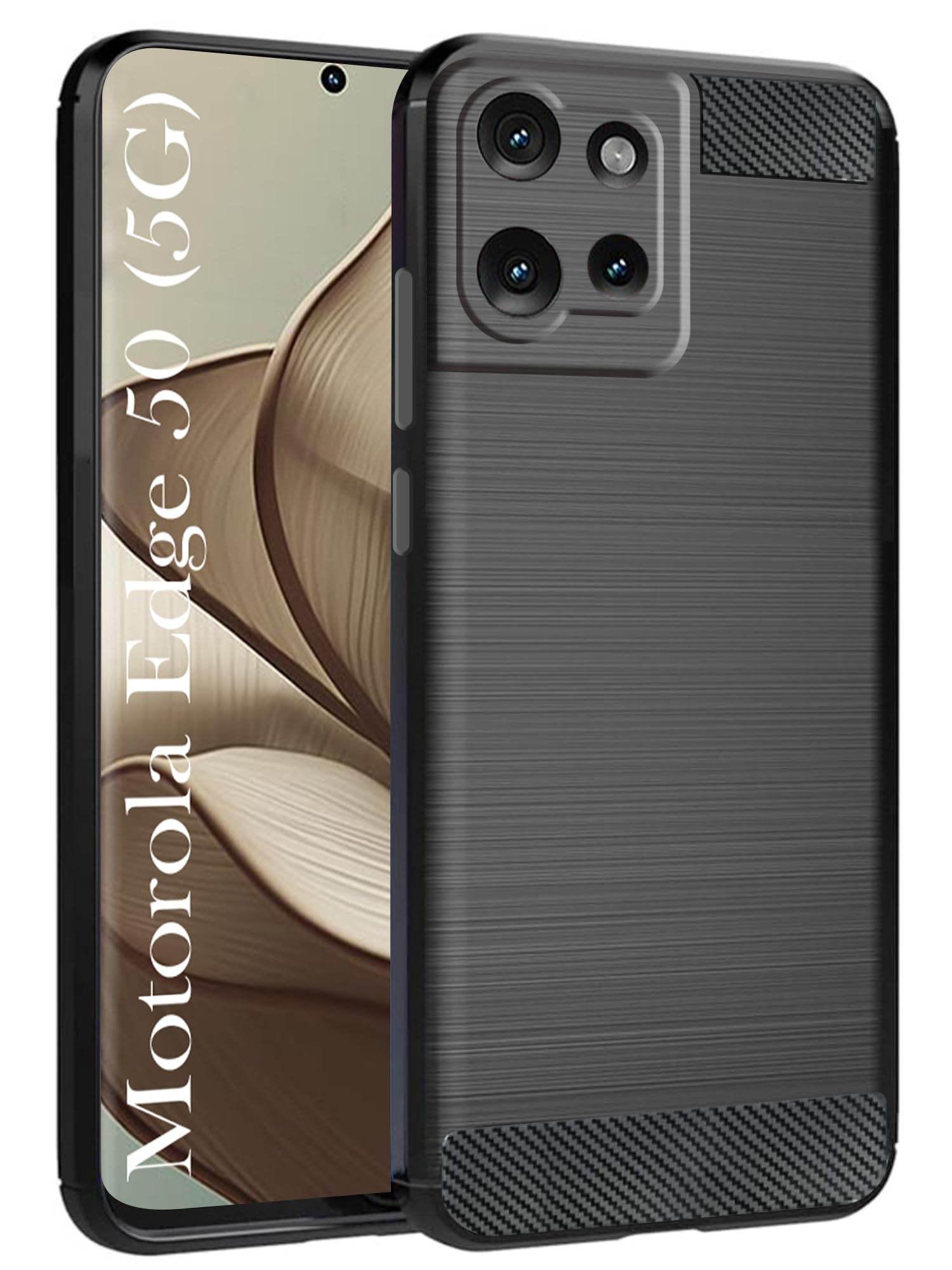 For Motorola Edge 50 5G Back Cover Case (Hybrid Armor Case | Carbon Fiber Shockproof | Soft and Flexible)