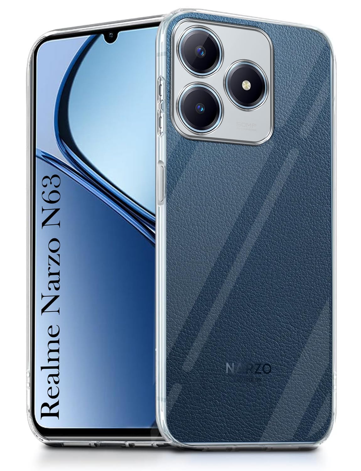 For Realme Narzo N63 Back Cover (Silicone Clear Shockproof Case with Camera Protection | Soft and Flexible)
