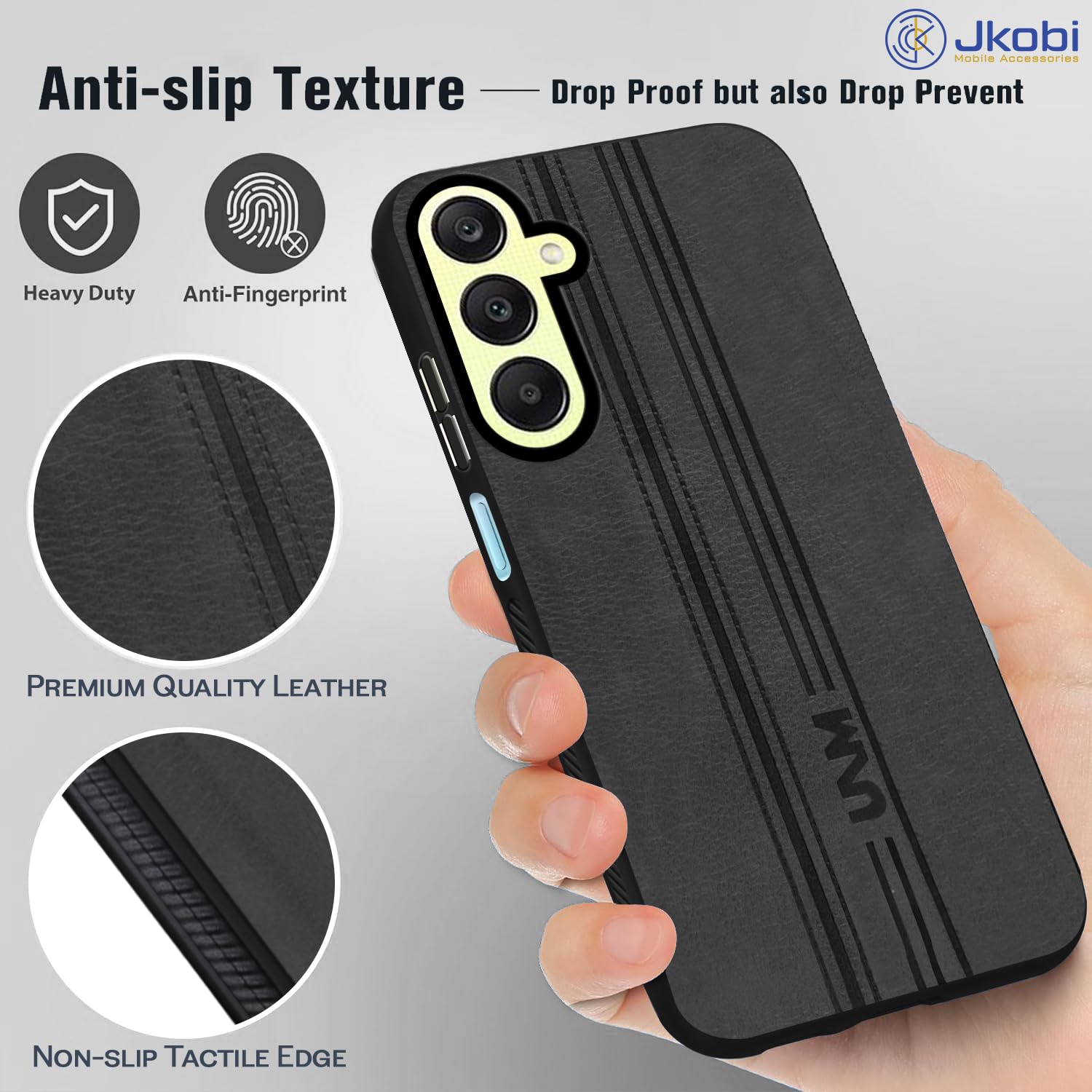 For Samsung Galaxy A25 5G Back Cover Case (Leather Finish | Anti Skid Side Grip | Soft Touch | Minimalist Design)