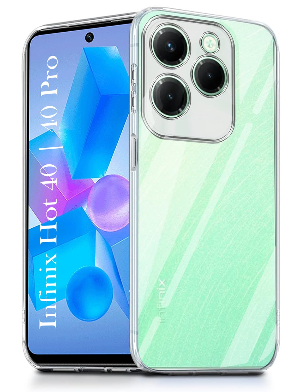 For Infinix Hot 40 | Infinix Hot 40 Pro Back Cover (Silicone Clear Shockproof Case with Camera Protection | Soft and Flexible | Transparent)