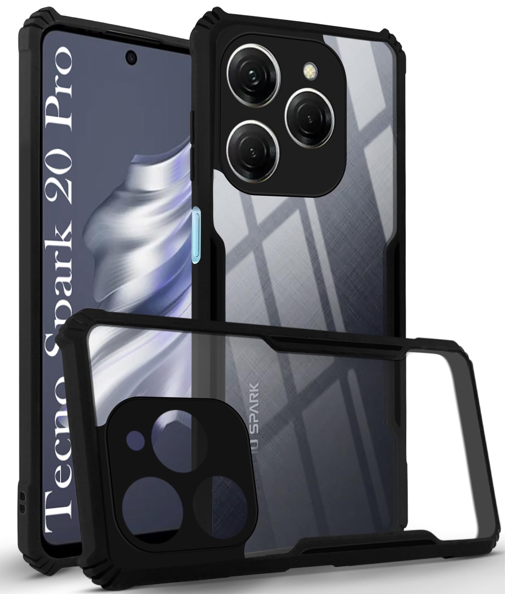 For Tecno Spark 20 Pro Back Cover Case (Shockproof with Polycarbonate Clear Panel | Professional)