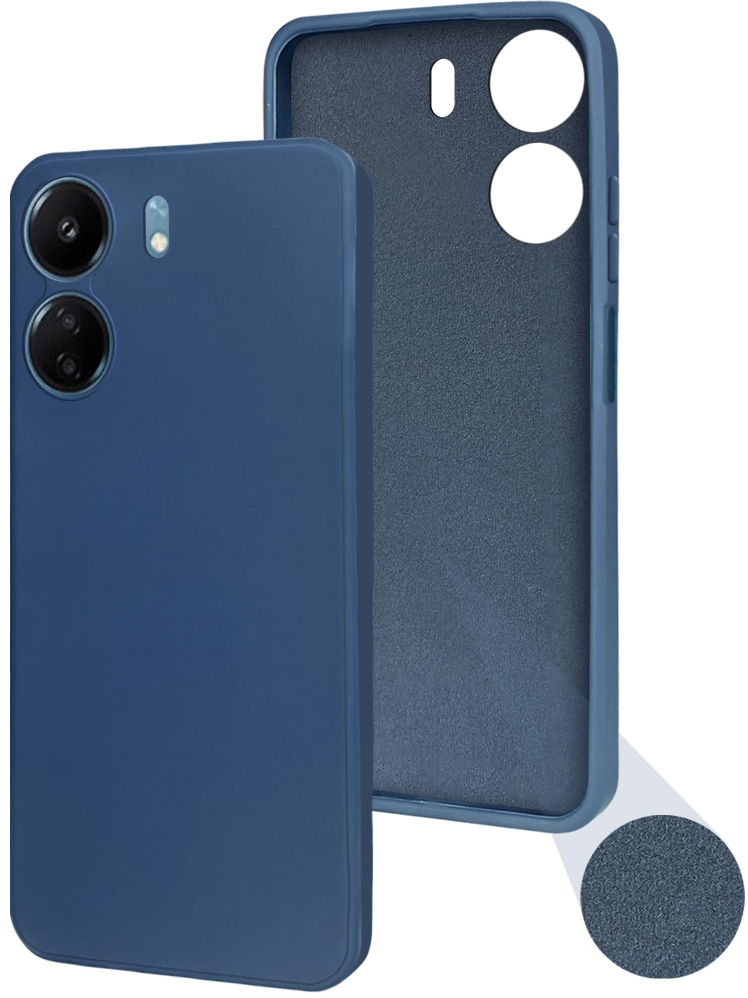 For Poco C65 Back Cover Case (Matte Finish Silicone with Inside Fiber Cloth )