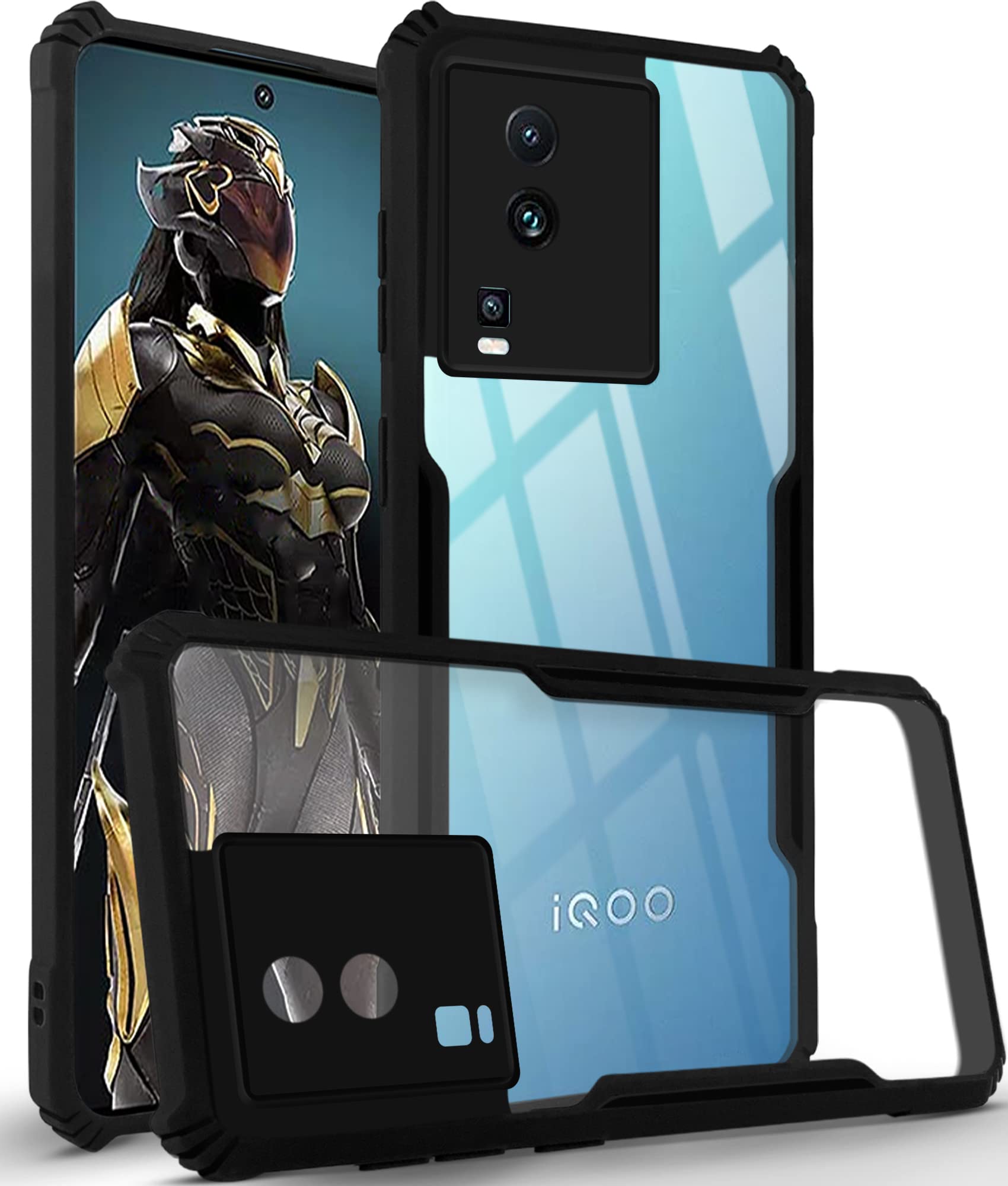 For Vivo iQOO Neo 7 Back Cover Case (Crystal Glass Back | Camera Protection | Shockproof Bumpers)