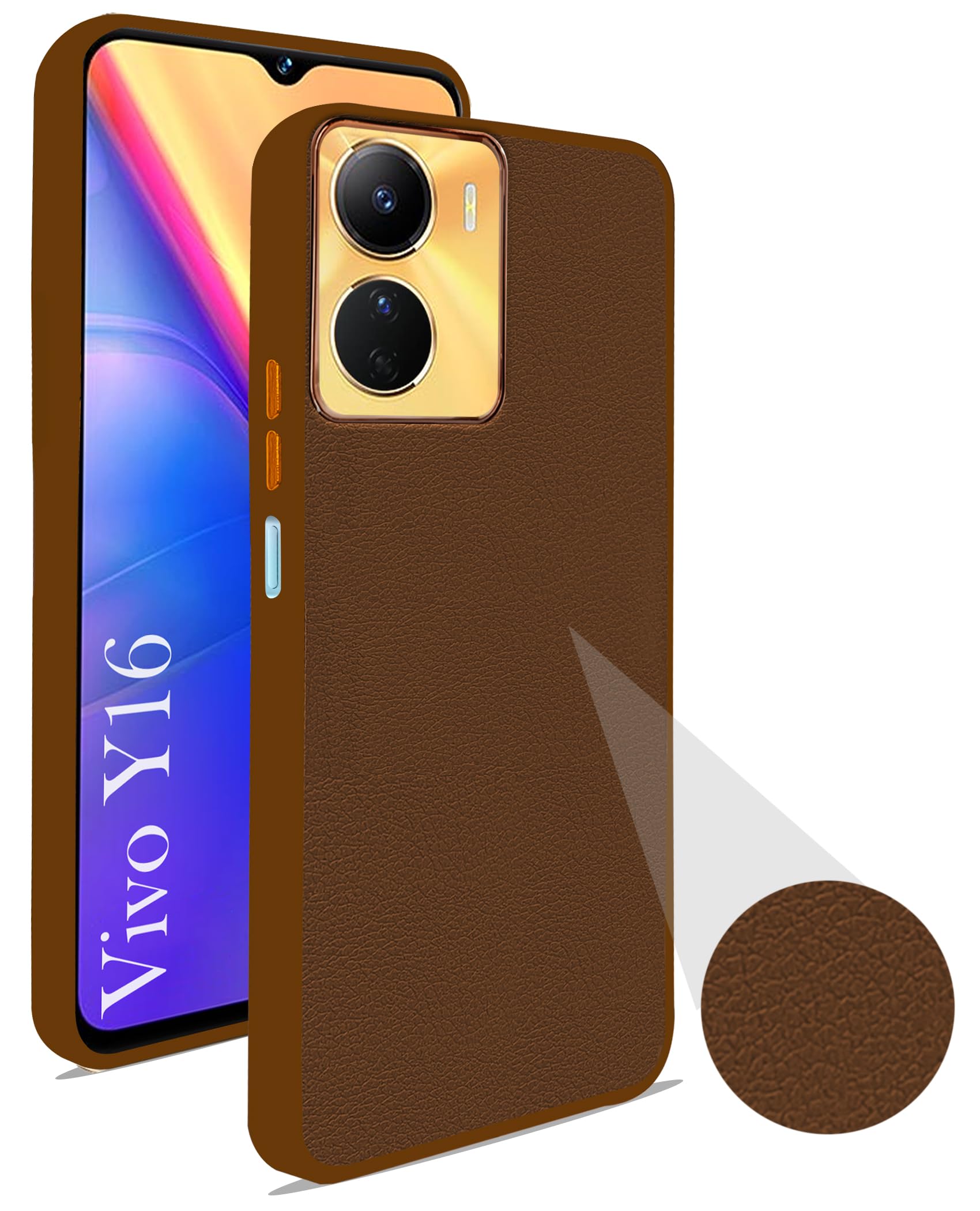For Vivo Y16 Back Cover Case (Minimalist Professional Leather | Shockproof Metal Camera Protection)