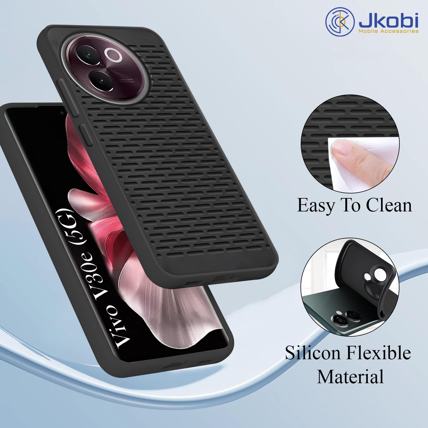 For Vivo V30e 5G Back Cover Case (Unique Texture Design | Silicon Flexible Case | Slim and Light Weight | Soft Touch Feel)