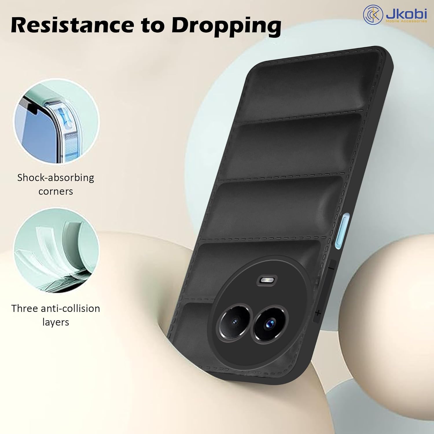 For Realme Narzo 60x Back Cover Case (Puffer Cushion Wave Design | Camera Protection)