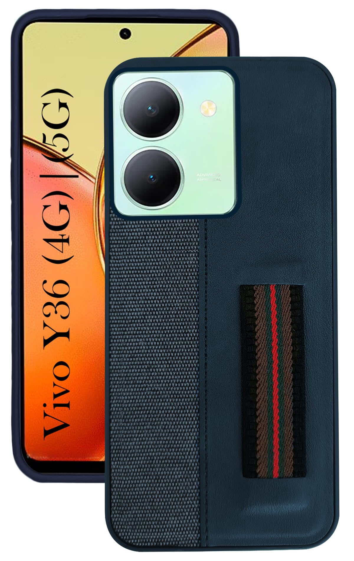 For Vivo Y36 Back Cover Case (Professional PU Leather | Strip Chain Holder Socket)