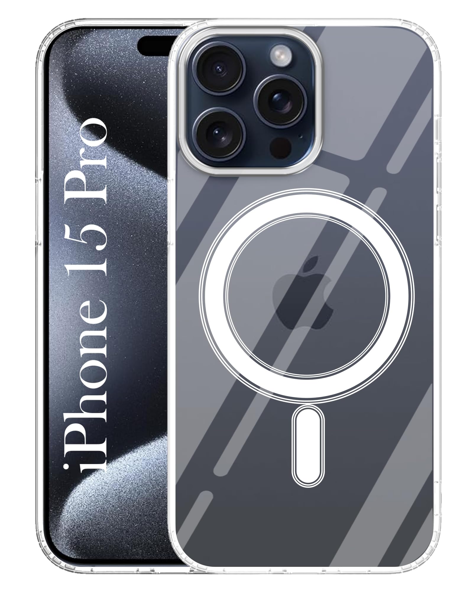 For Apple iPhone 15 Pro Back Cover Case ( MagSafe Compatible Wireless Charging | Hybrid Camera Bump Protection | Shockproof Polycarbonate Material)