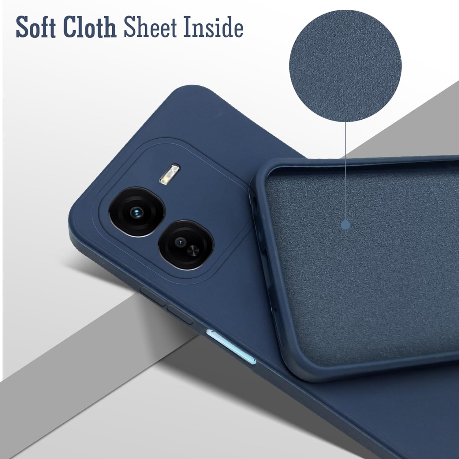 For Vivo IQOO Z9x 5G Back Cover Case (Matte Finish Silicone with Inside Fiber Cloth)