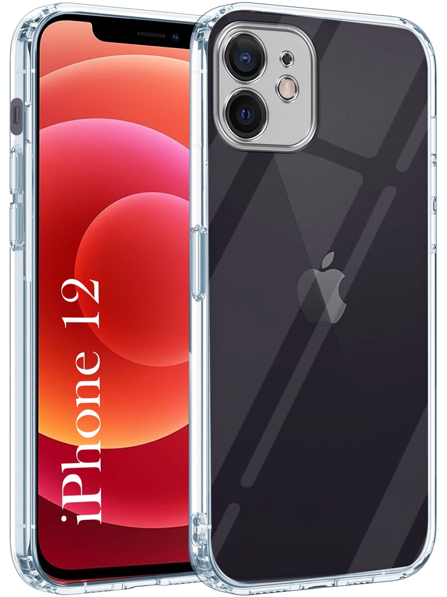 For Apple iPhone 12 Back Cover (Silicone Clear Shockproof Case with Camera Protection | Soft and Flexible)