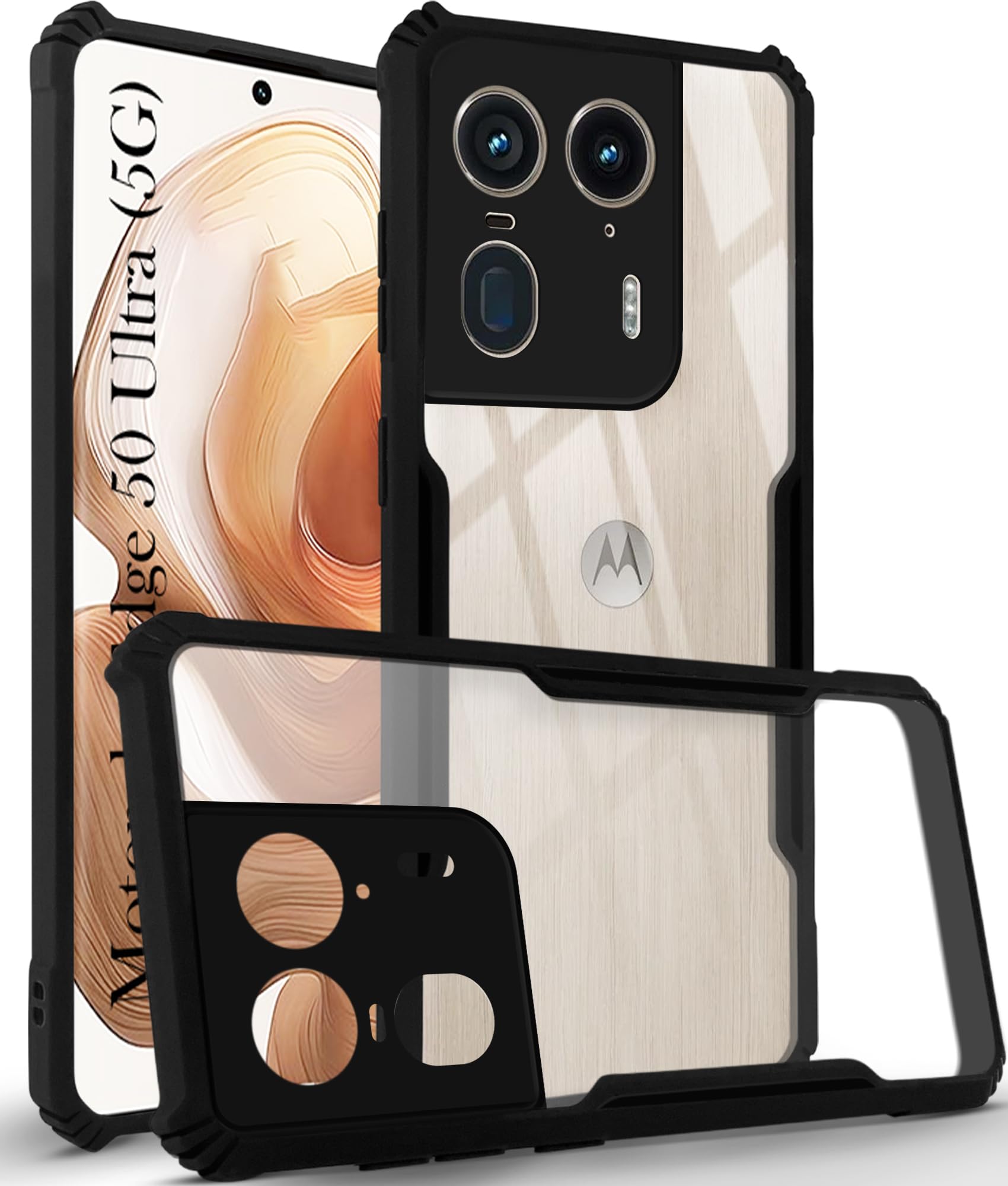 For Motorola Moto Edge 50 Ultra 5G Back Cover Case (Shockproof with Polycarbonate Clear Panel)