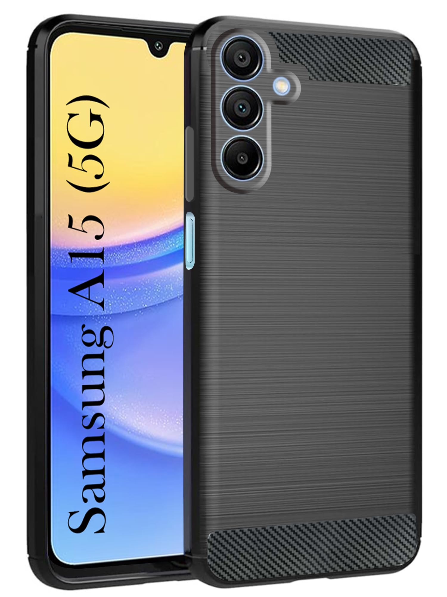 For Samsung Galaxy A15 5G Back Cover Case (Hybrid Armor Case | Carbon Fiber Shockproof | Soft and Flexible)