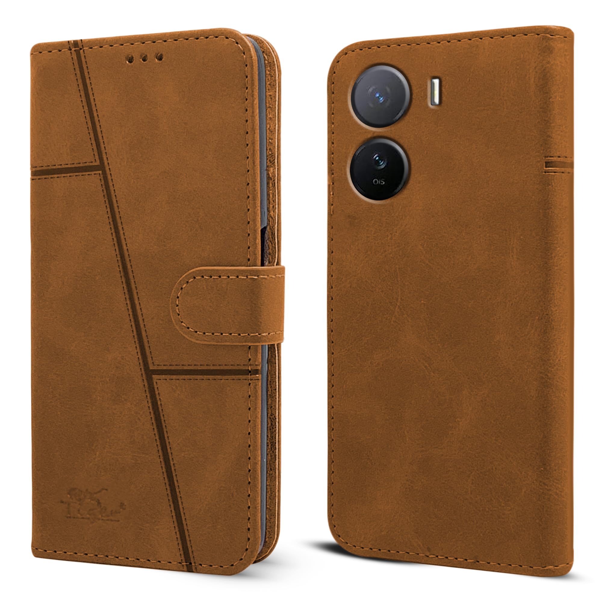 For Vivo IQOO Z7 5G Flip Cover Case (Stitched Leather with Magnetic Closure)