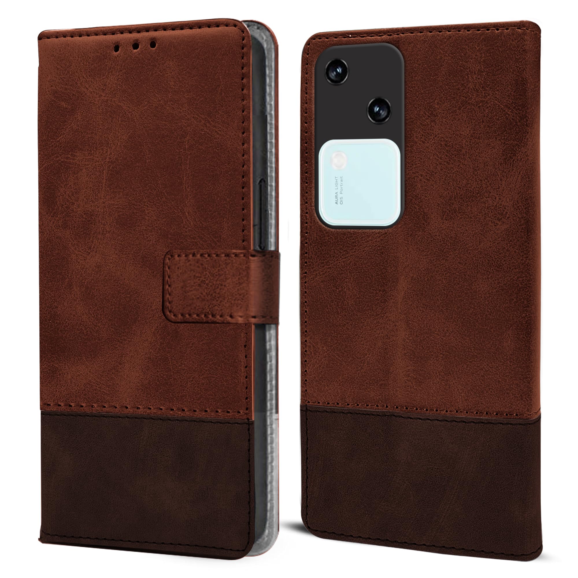 For Vivo V30 5G Flip Cover Case (Professional Dual Leather Wallet with Magnetic Closure)