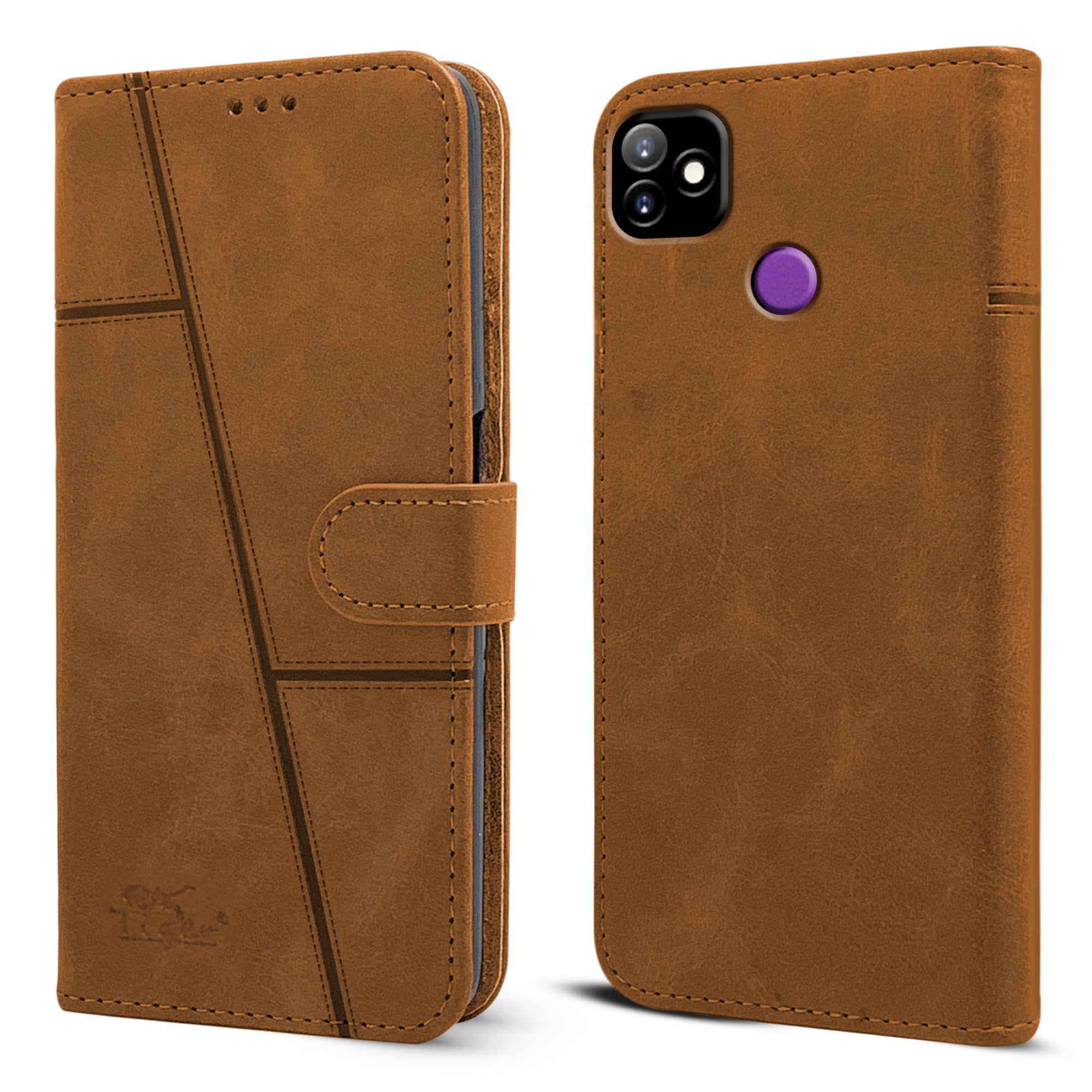 For Itel Vision 1 Flip Cover Case (Stitched Leather with Magnetic Closure | )