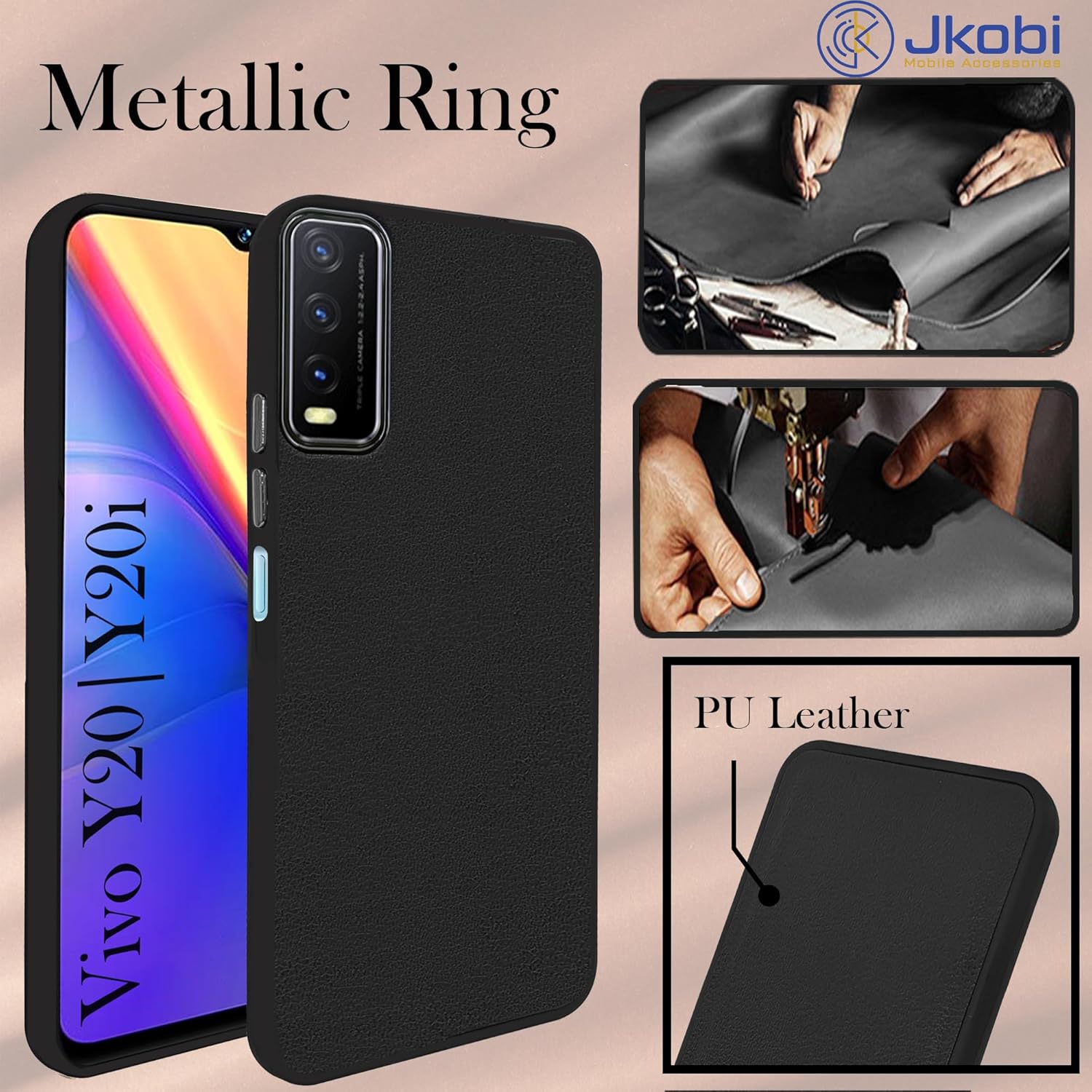 For Vivo Y20 | Y20i Back Cover Case (Minimalist Professional Leather | Shockproof Metal Camera Protection)