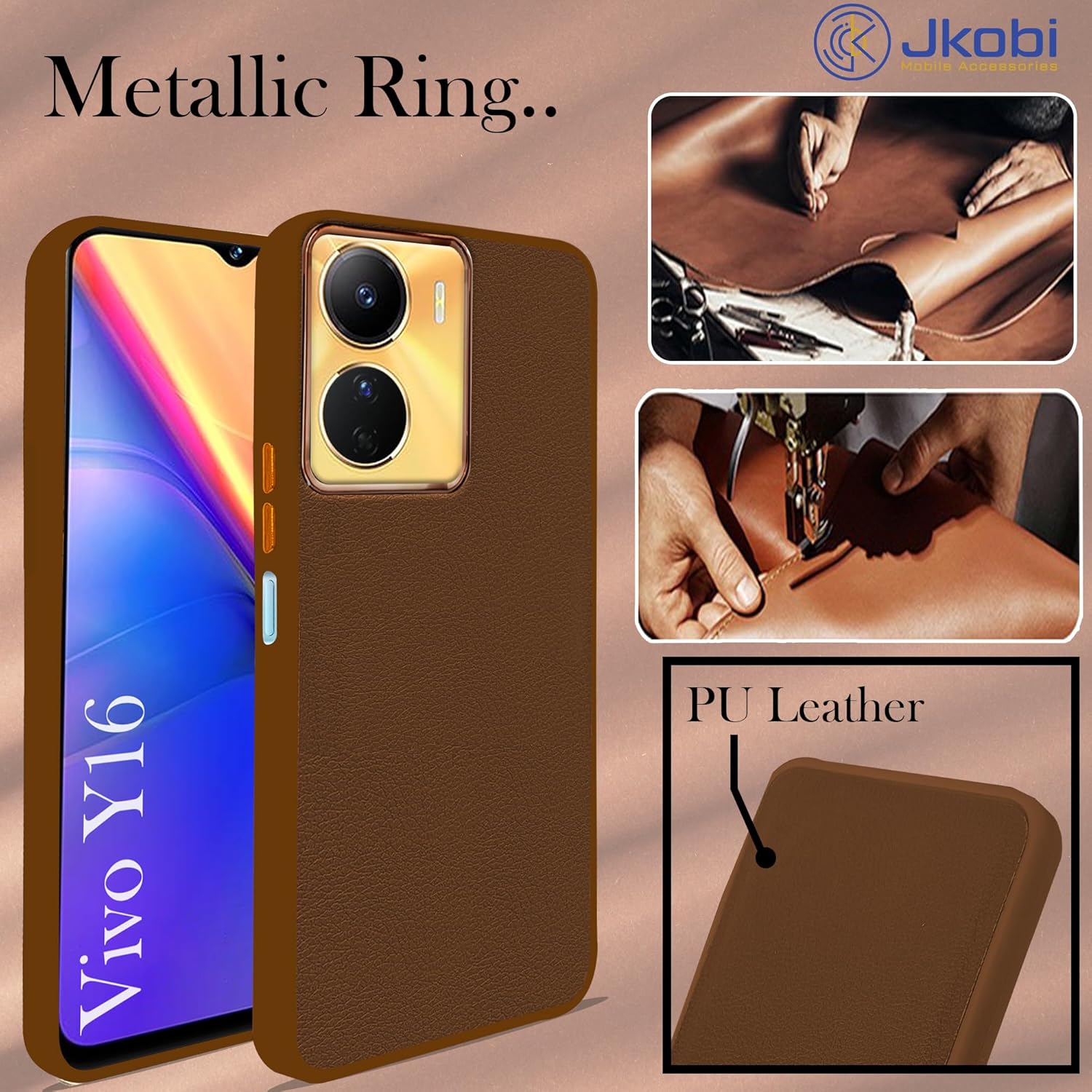 For Vivo Y16 Back Cover Case (Minimalist Professional Leather | Shockproof Metal Camera Protection)