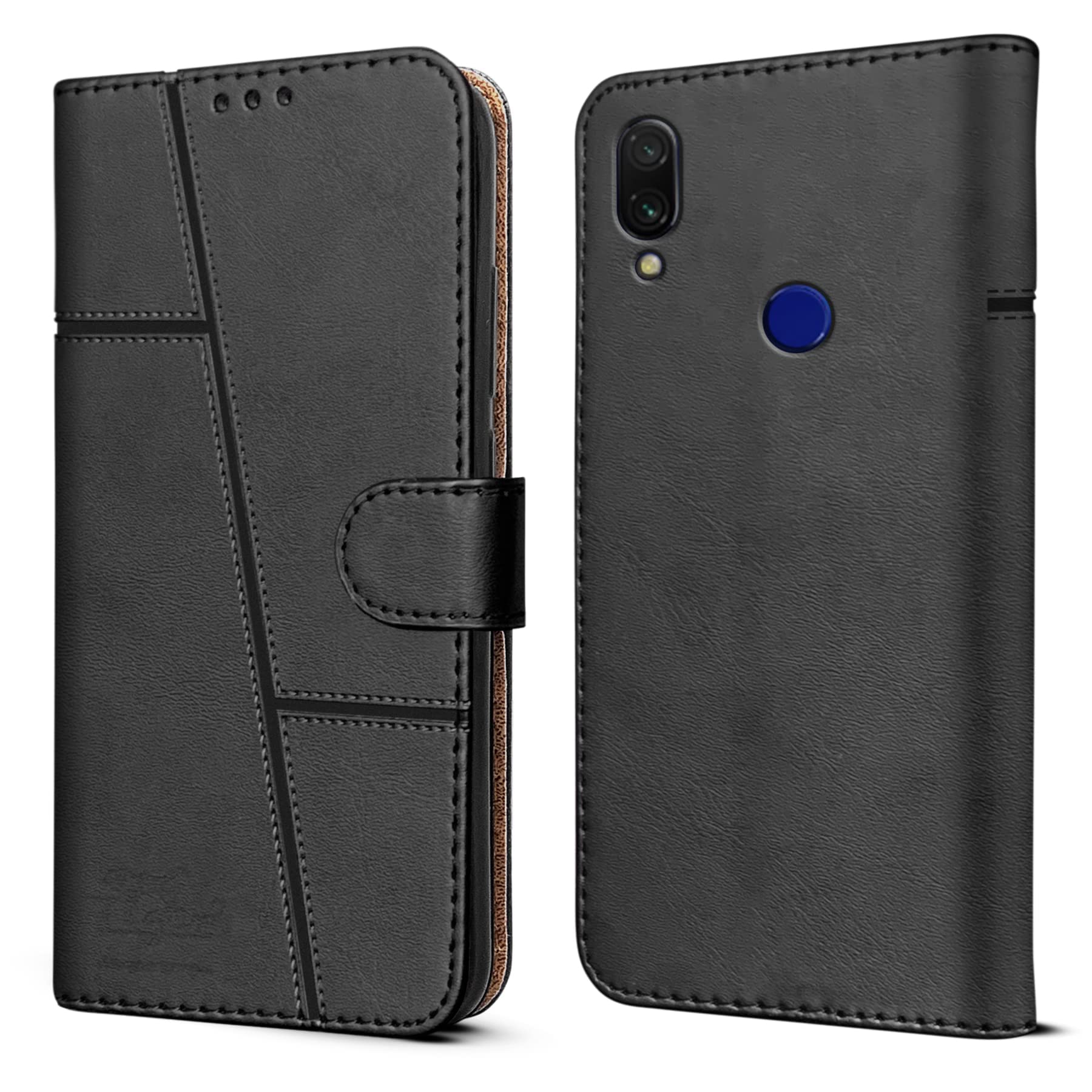 For Redmi Redmi Y3 Flip Cover Case (Stitched Leather Finish