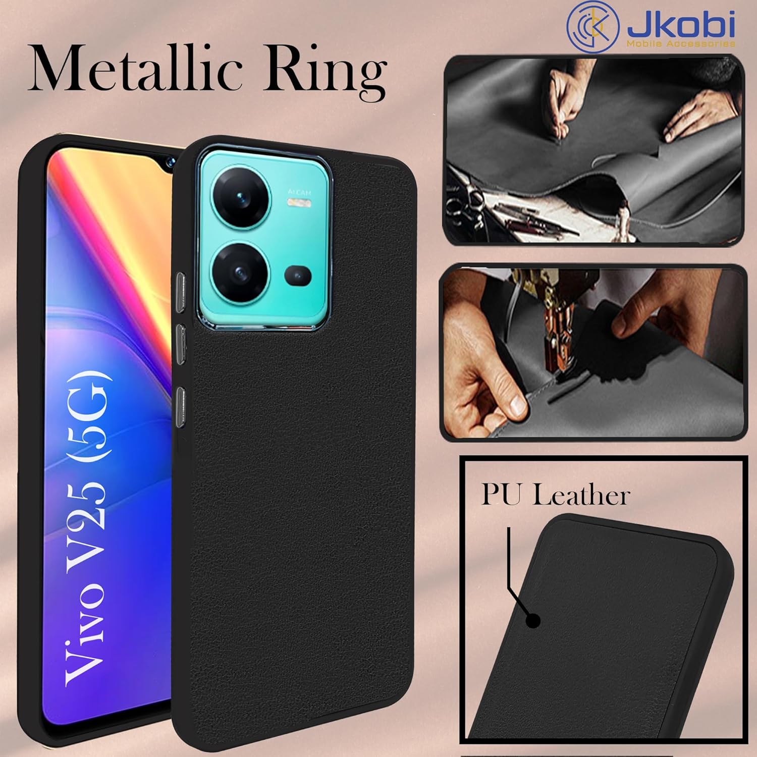 For Vivo V25 5G Back Cover Case (Minimalist Professional Leather | Shockproof Metal Camera Protection)