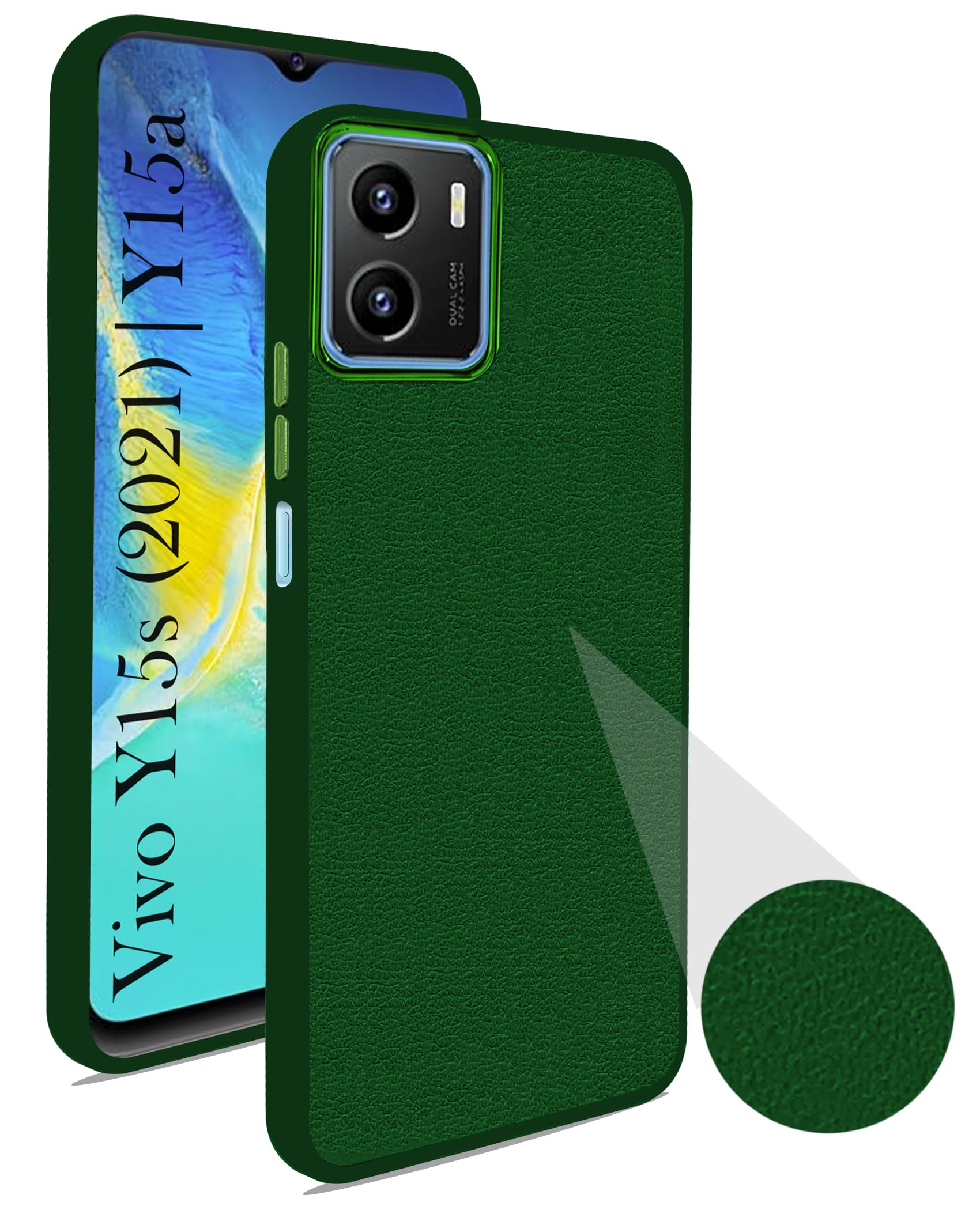 For Vivo Y15s (2021) | Y15A 2021 Back Cover Case (Minimalist Professional Leather | Shockproof Metal Camera Protection)