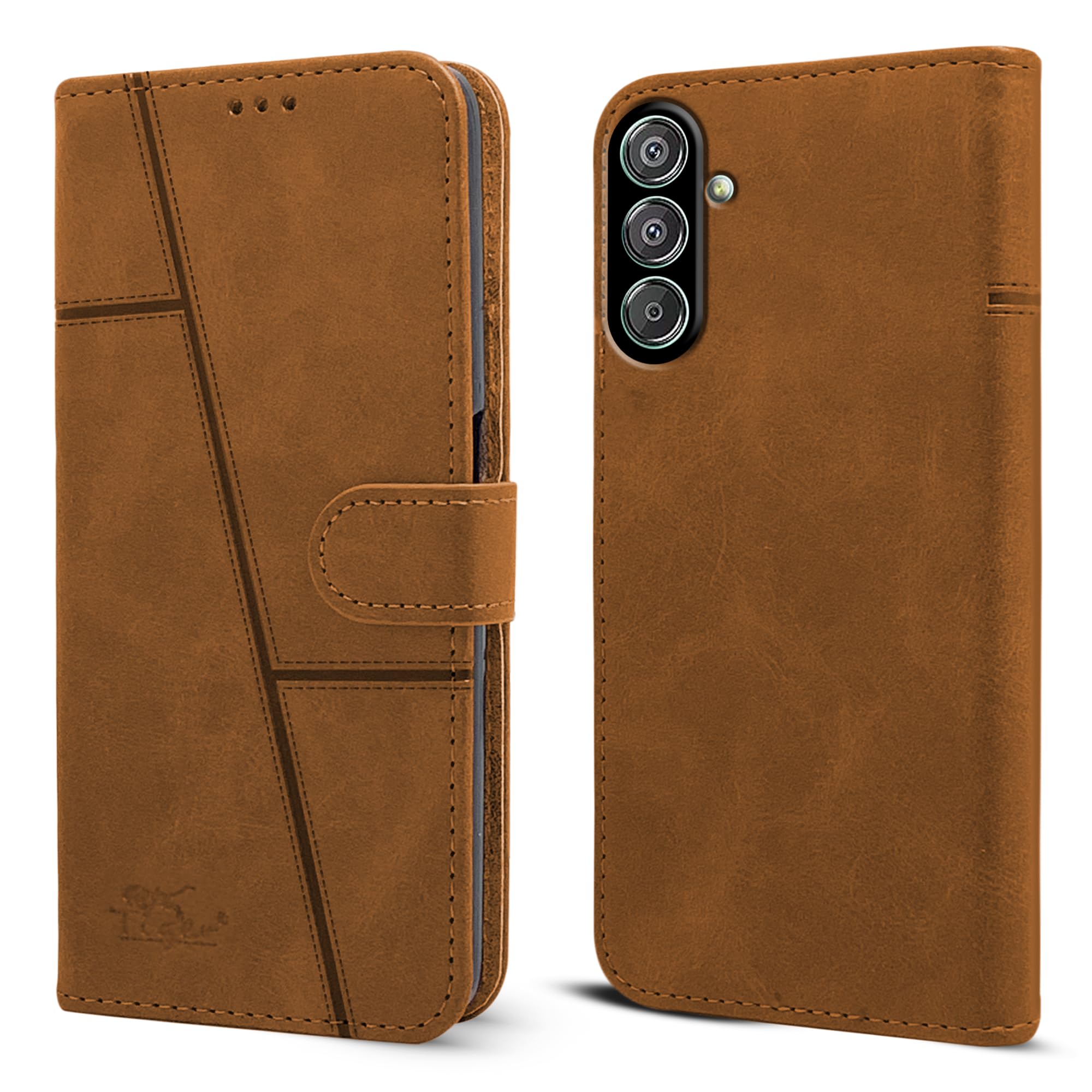 For Samsung Galaxy F15 5G Flip Cover Case (Stitched Leather with Magnetic Closure)