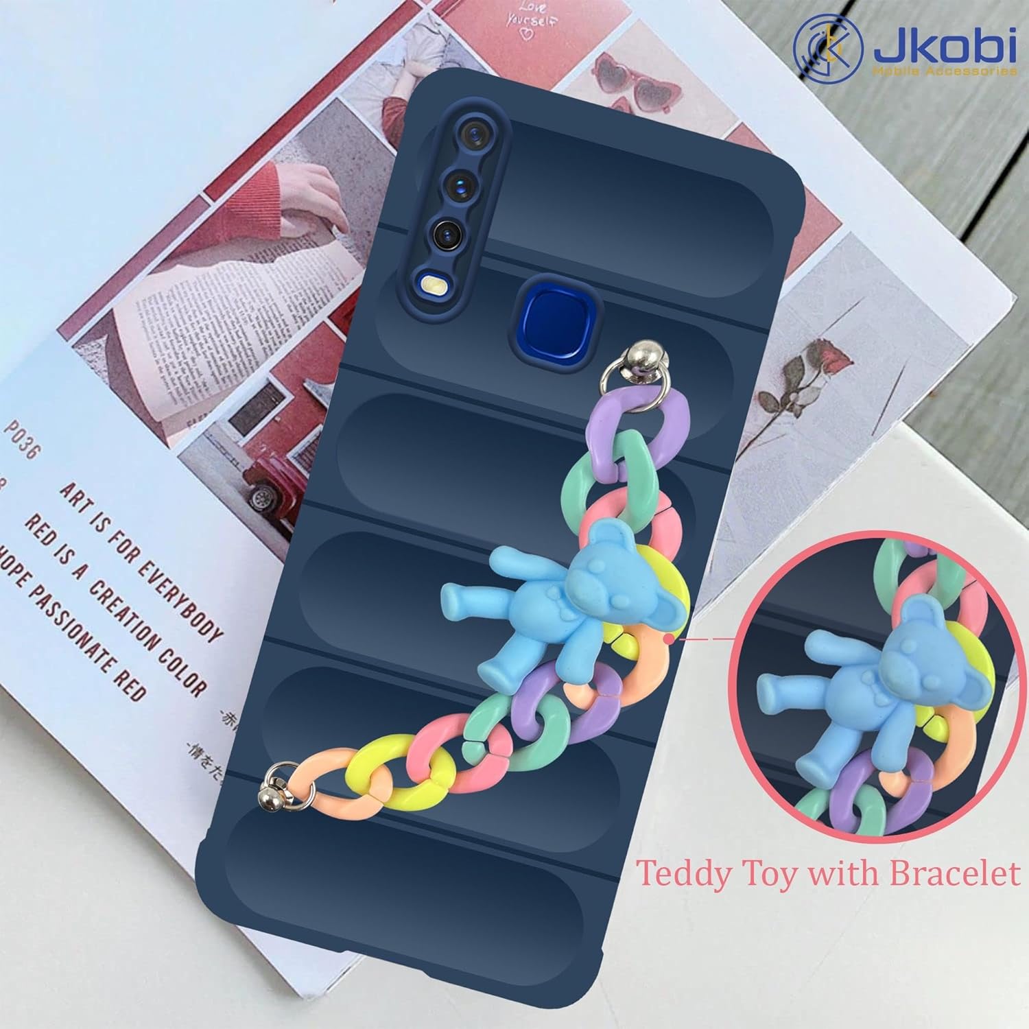 For Vivo U10 Back Case Cover Girls Case with Bracelet (Wrist Hanging Chain | Micro-Fiber Cloth Inside)