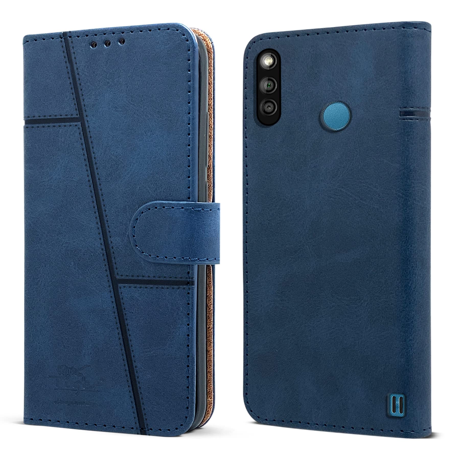 For Lava Z3 Flip Cover Case ( Stitched Leather with Magnetic Closure | Black)