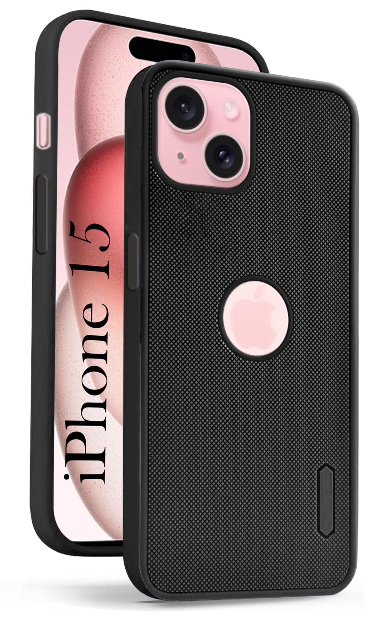 For iPhone 15 Back Cover Case (Textured Grip Design Camera