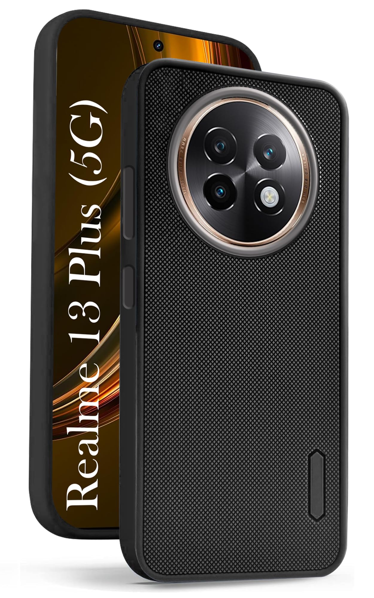 For Realme 13 Plus Back Cover Case (Matte Liquid Silicone | Professional Design | Camera Protection | Wave Black)