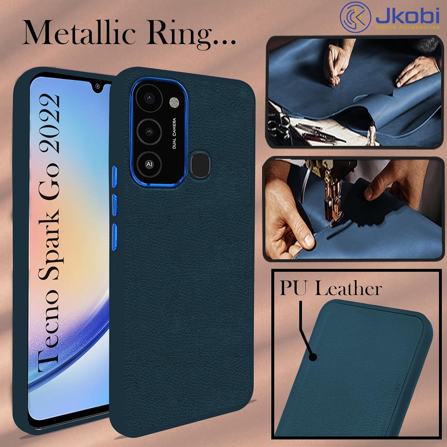 For Tecno Spark Go 2022 Back Cover Case (Minimalist Professional Leather | Shockproof Metal Camera Protection)