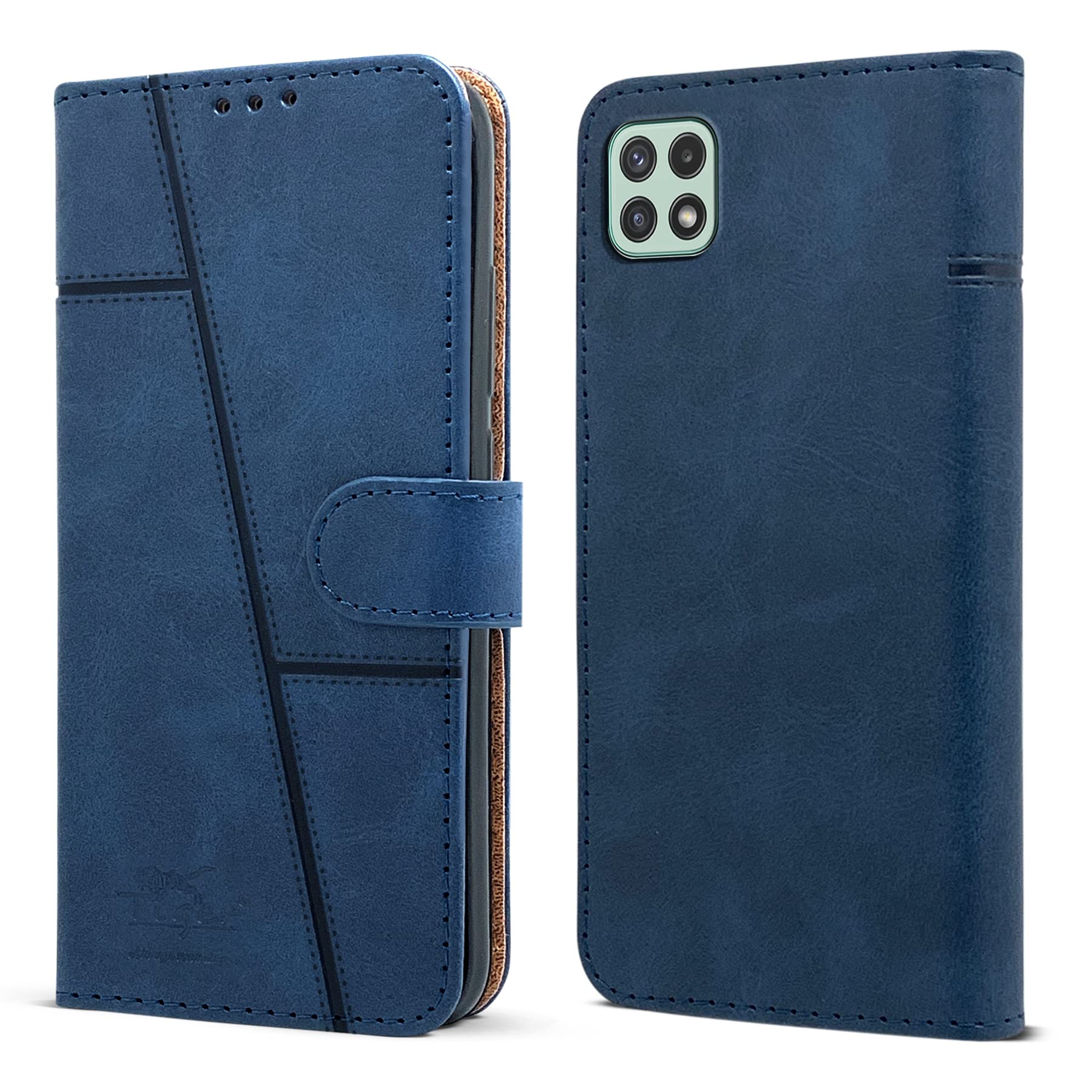 For Samsung Galaxy F42 5G Flip Cover Case (Stitched Leather with Magnetic Closure)