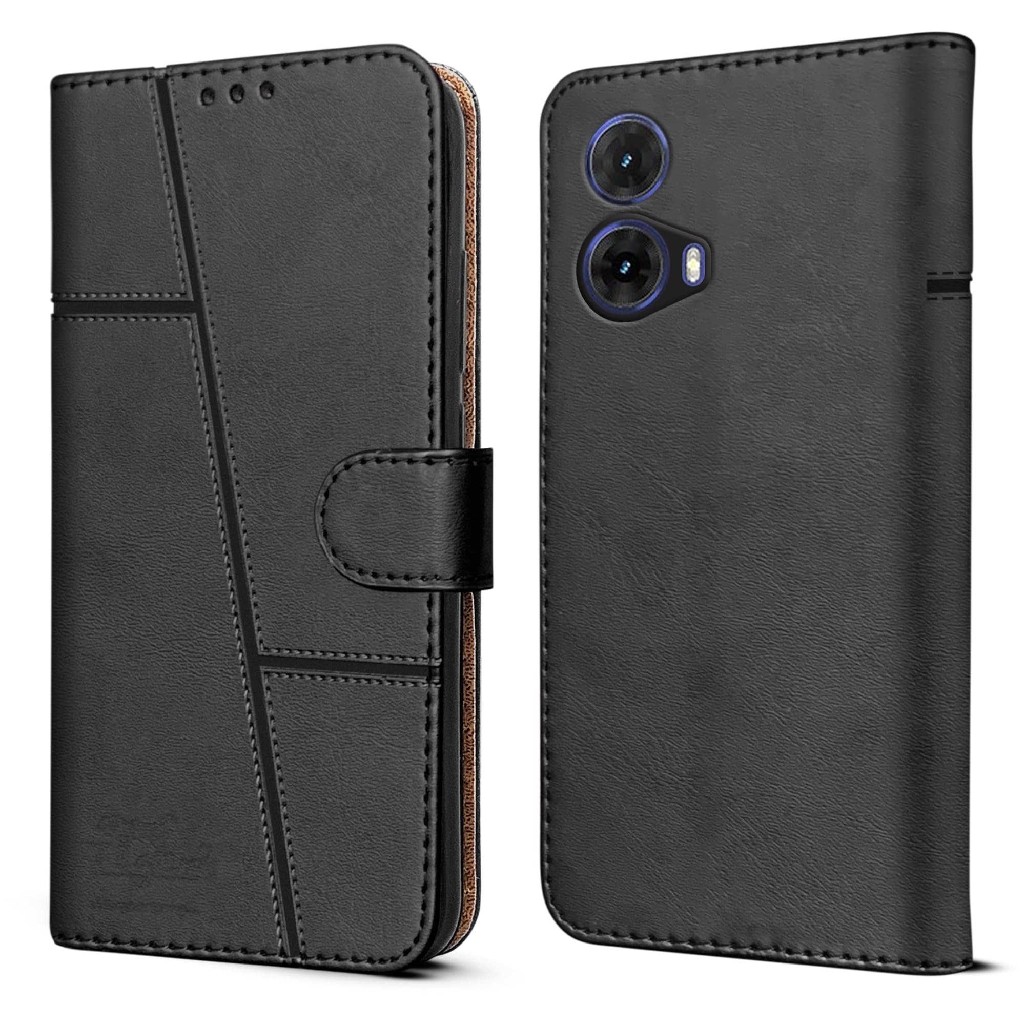 For Motorola Moto G85 5G Flip Cover Case(Stitched Leather with Magnetic Closure)