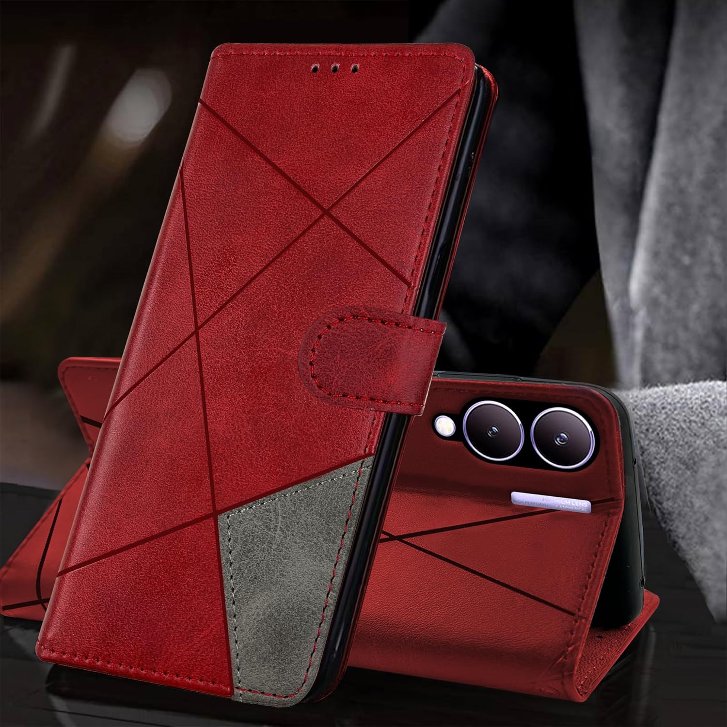 For Vivo Y17s Flip Cover Case (Professional Dual Stitch Leather Elegant Finish)