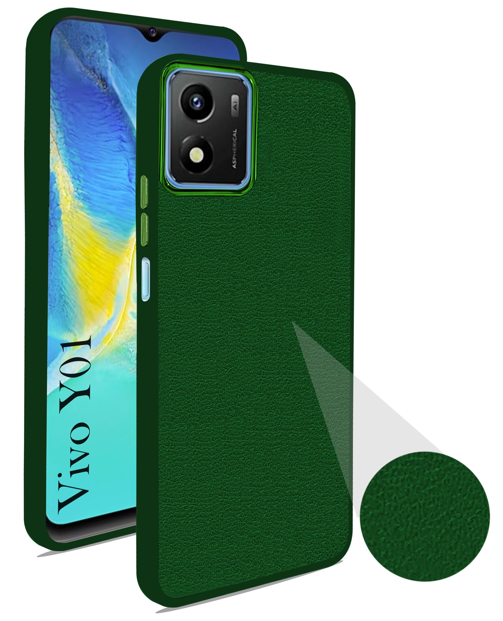 For Vivo Y01 Back Cover Case (Minimalist Professional Leather | Shockproof Metal Camera Protection)
